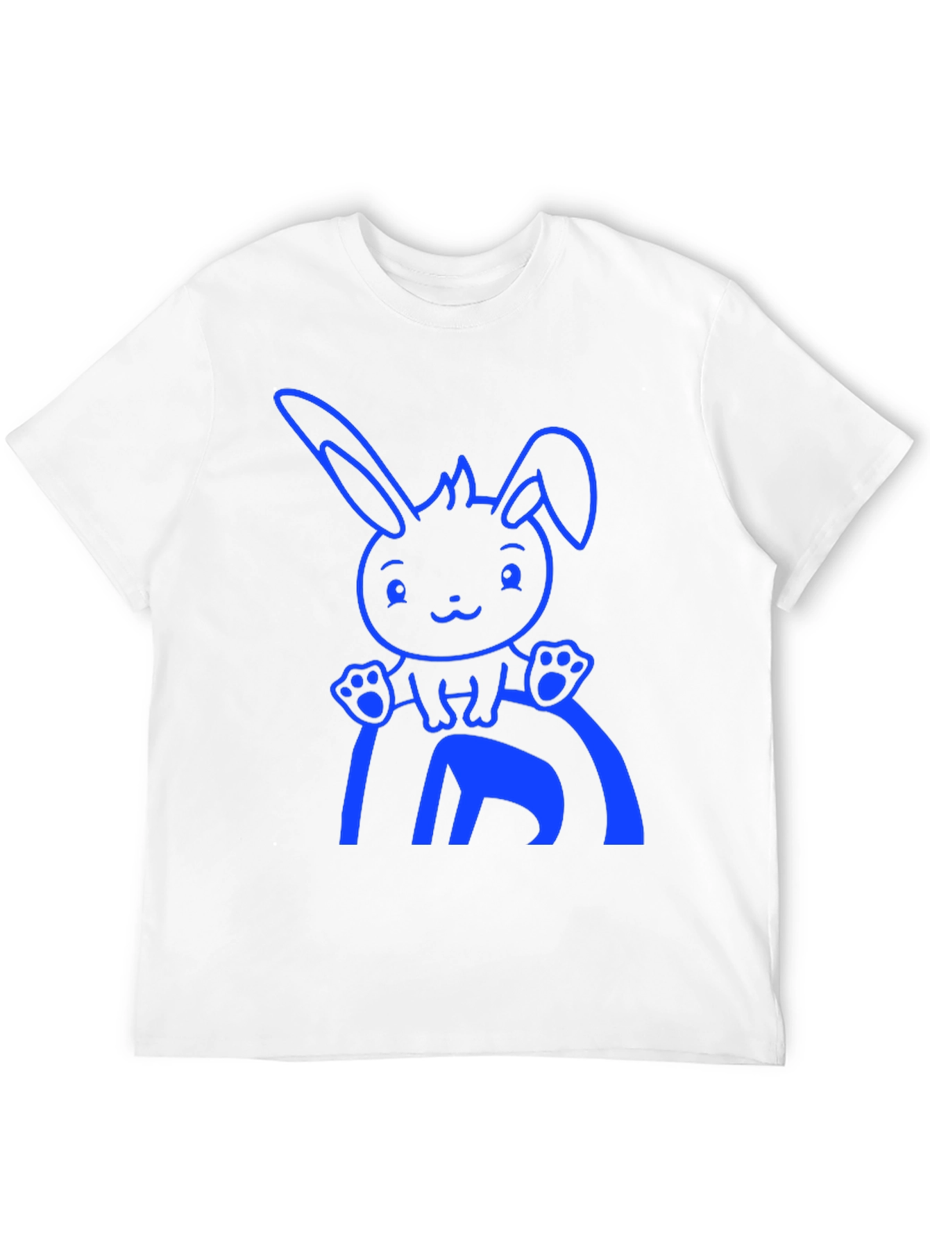 Cute Bunny Graphic Tee - Black Cotton Blend Shirt