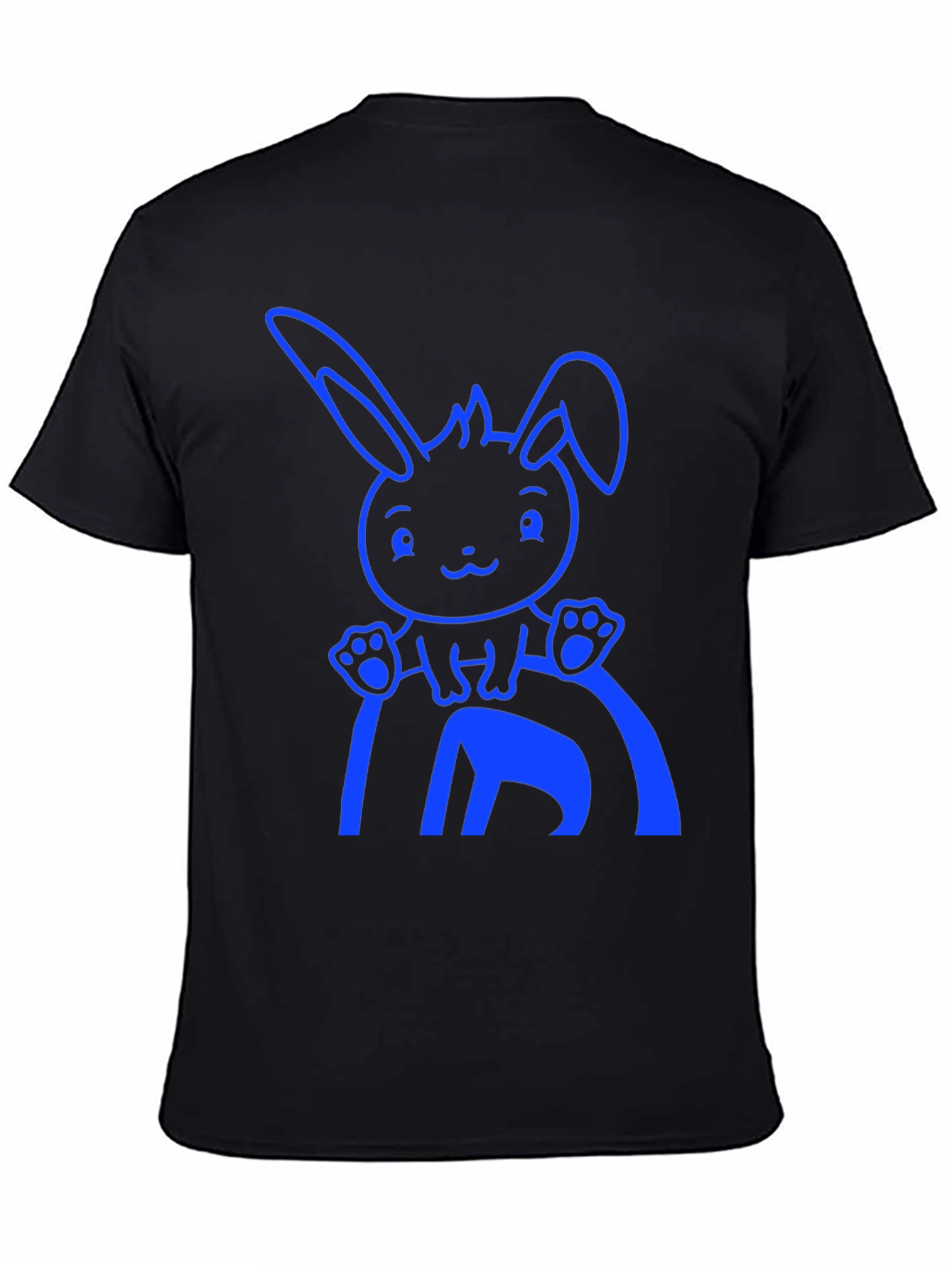 Cute Bunny Graphic Tee - Black Cotton Blend Shirt