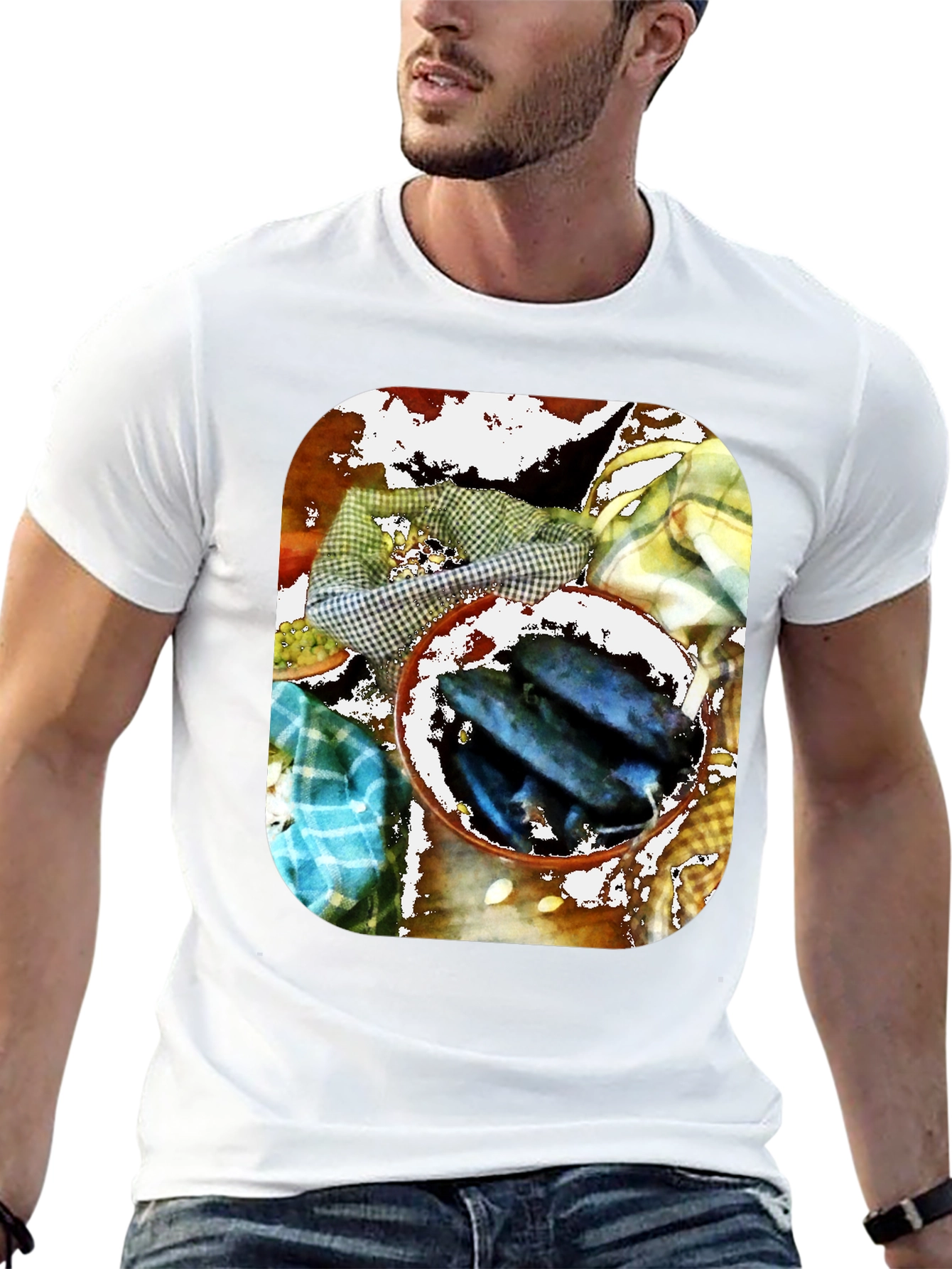 Artistic Fish Bowl Graphic Tee - Unique Design
