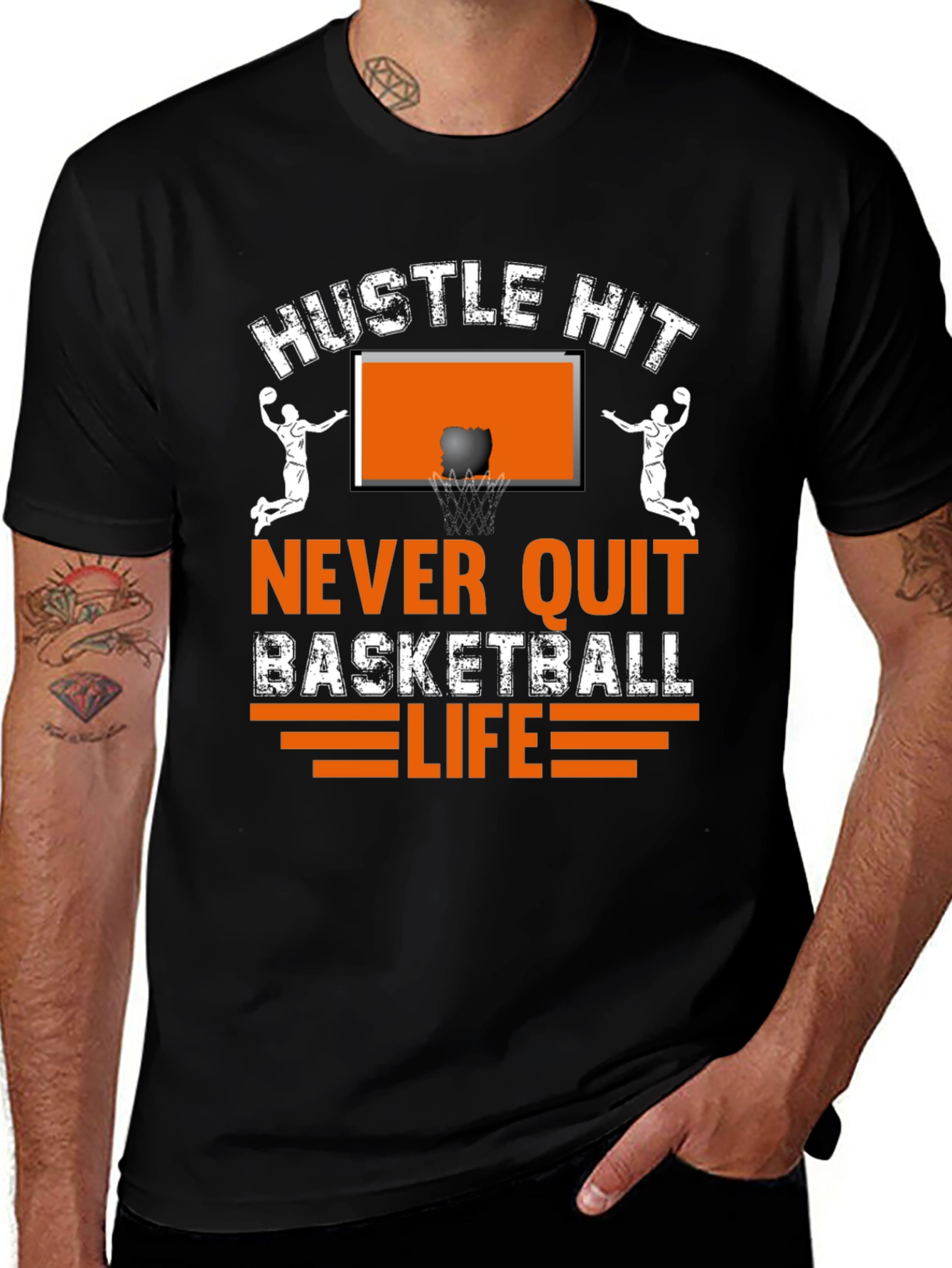 Hustle Hit Basketball Graphic T-Shirt