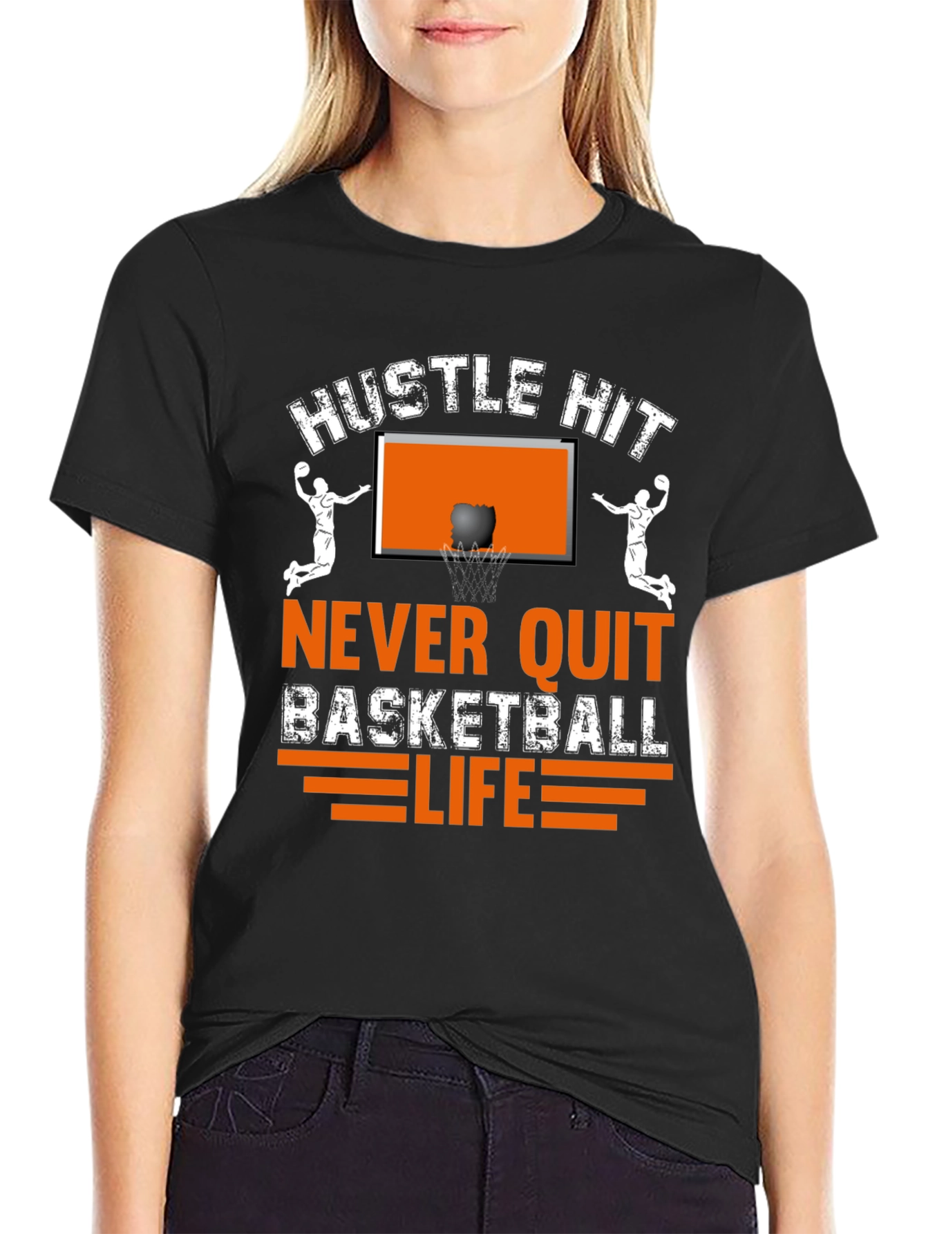 Hustle Hit Basketball Graphic T-Shirt