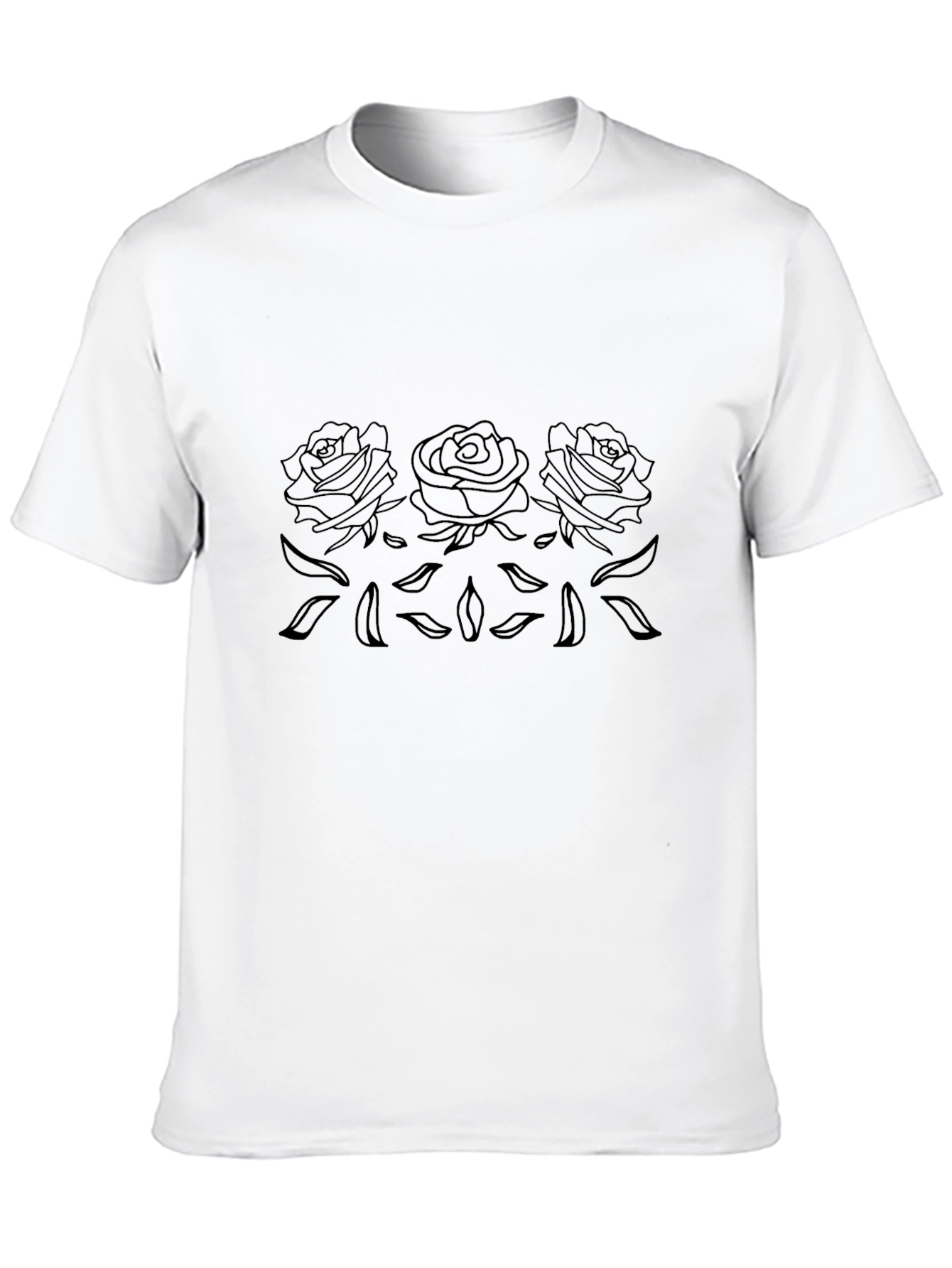 Mens Black Roses Outline Graphic Tee