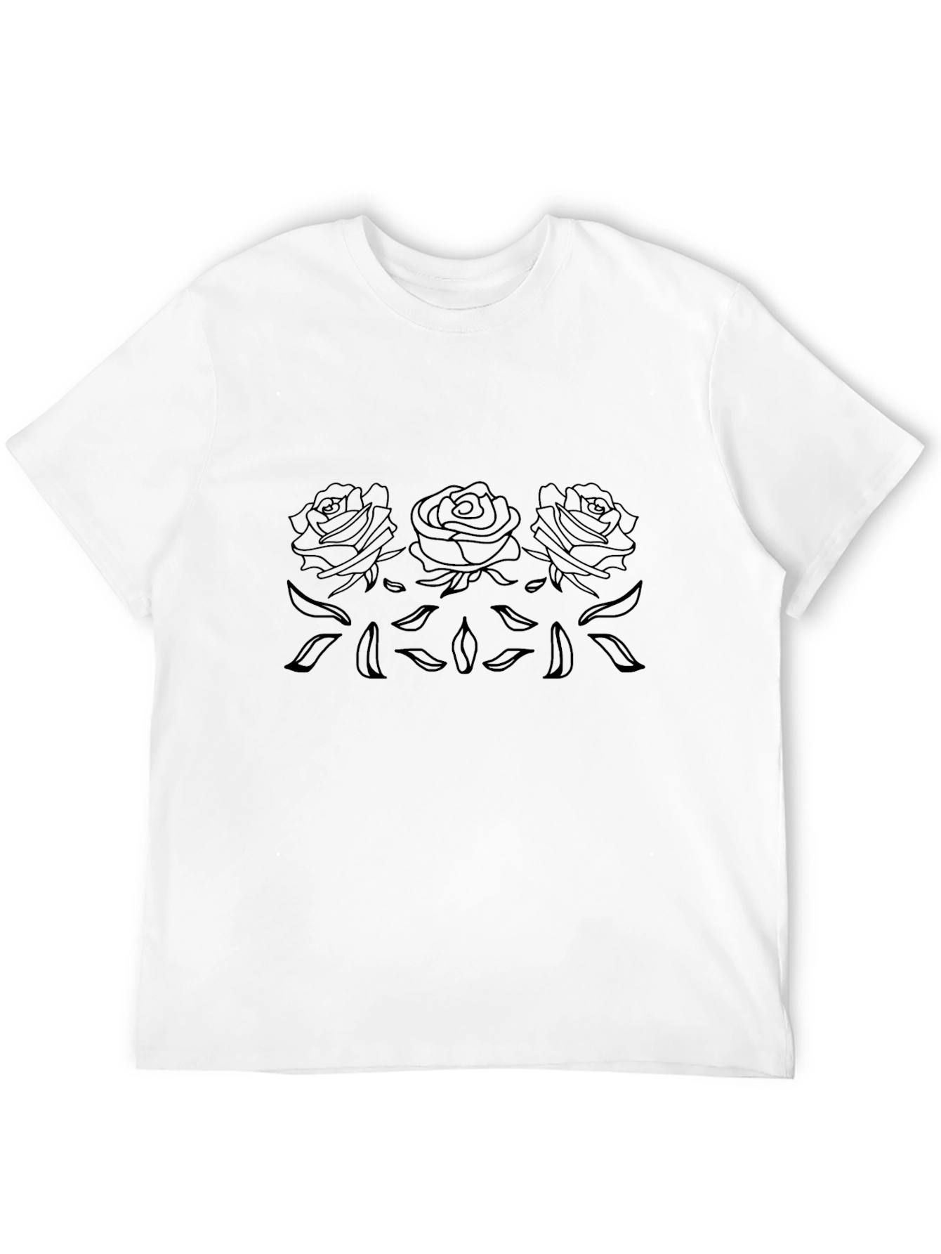 Mens Black Roses Outline Graphic Tee