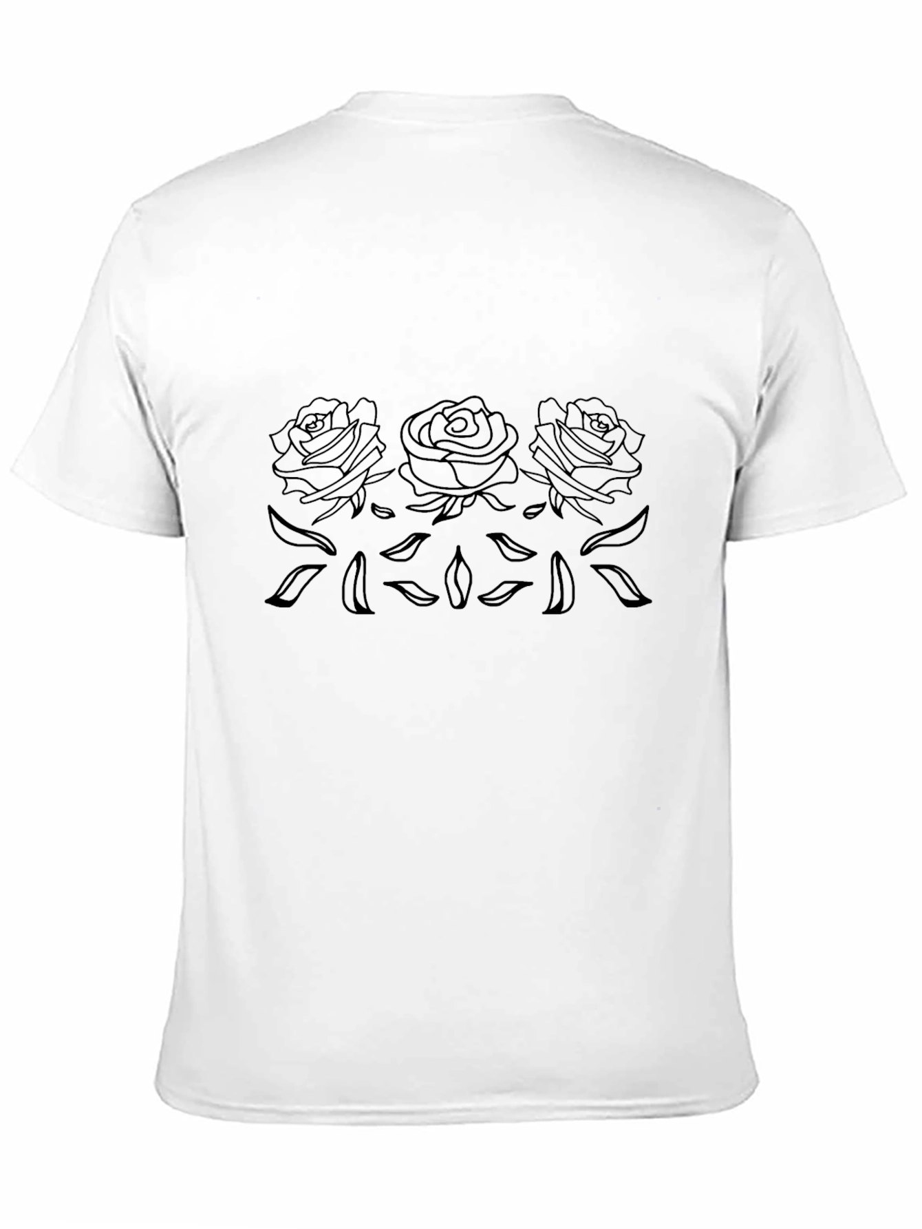 Mens Black Roses Outline Graphic Tee