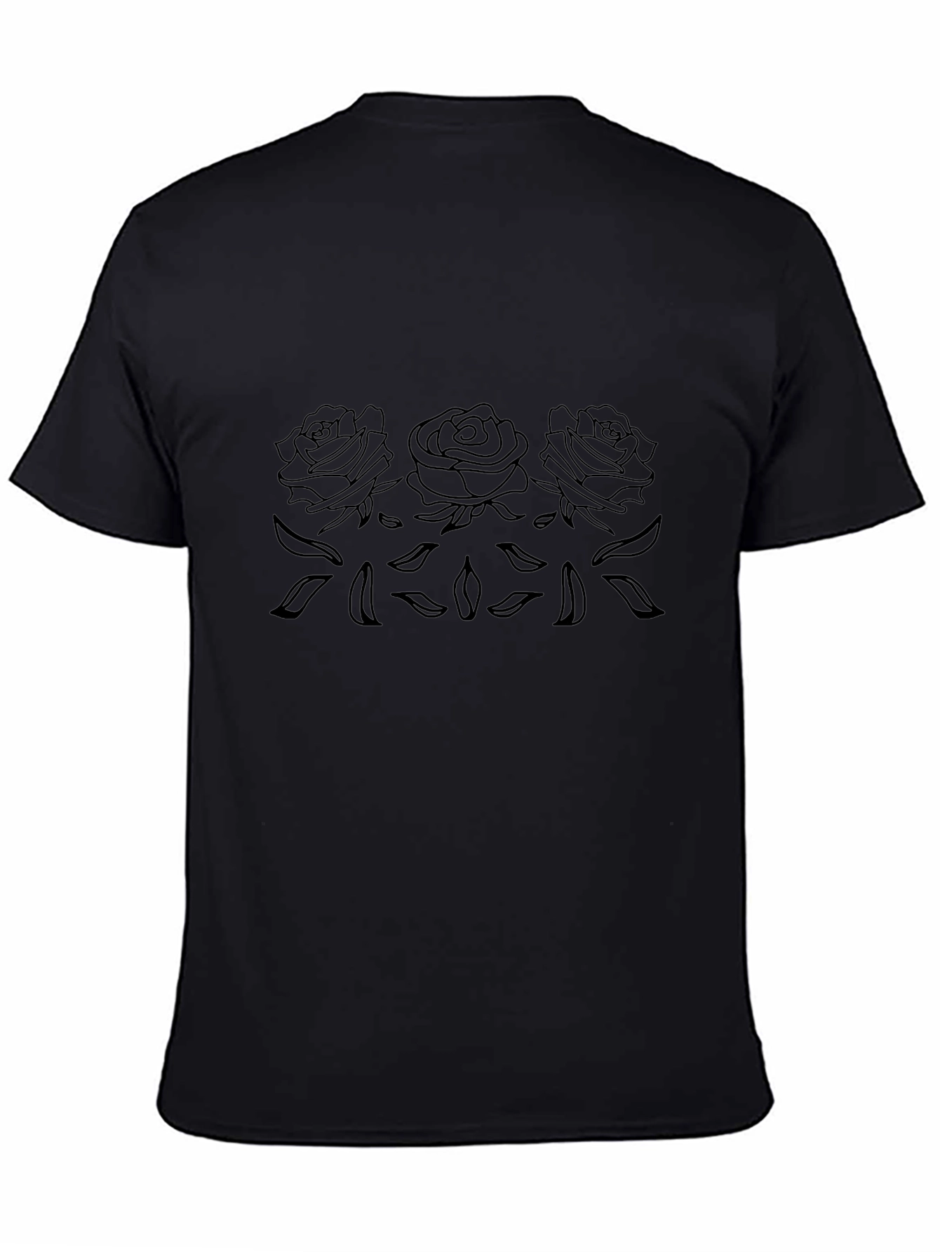 Mens Black Roses Outline Graphic Tee