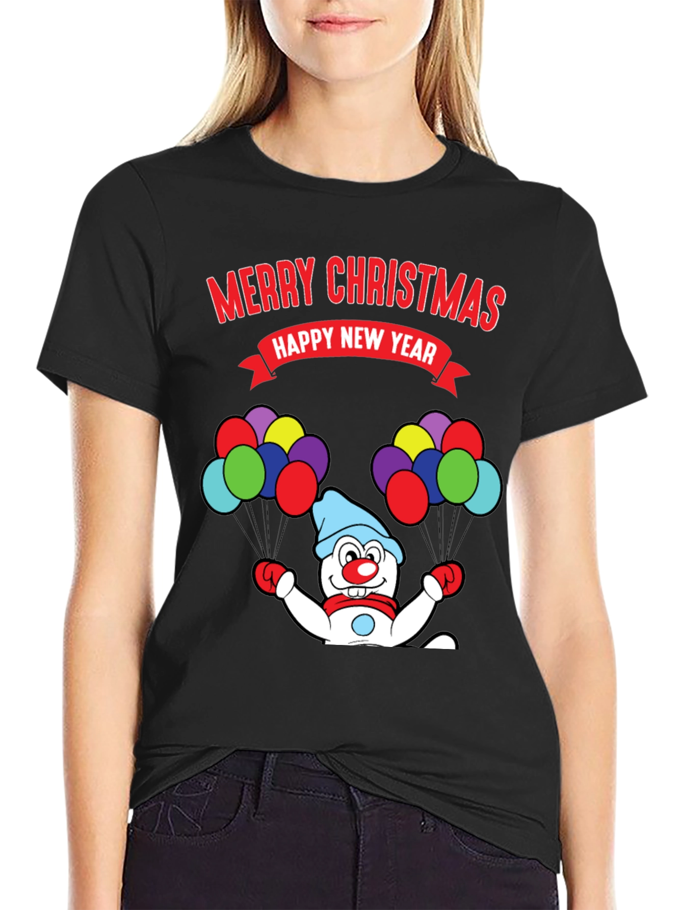 Merry Christmas Happy New Year Snowman T-Shirt