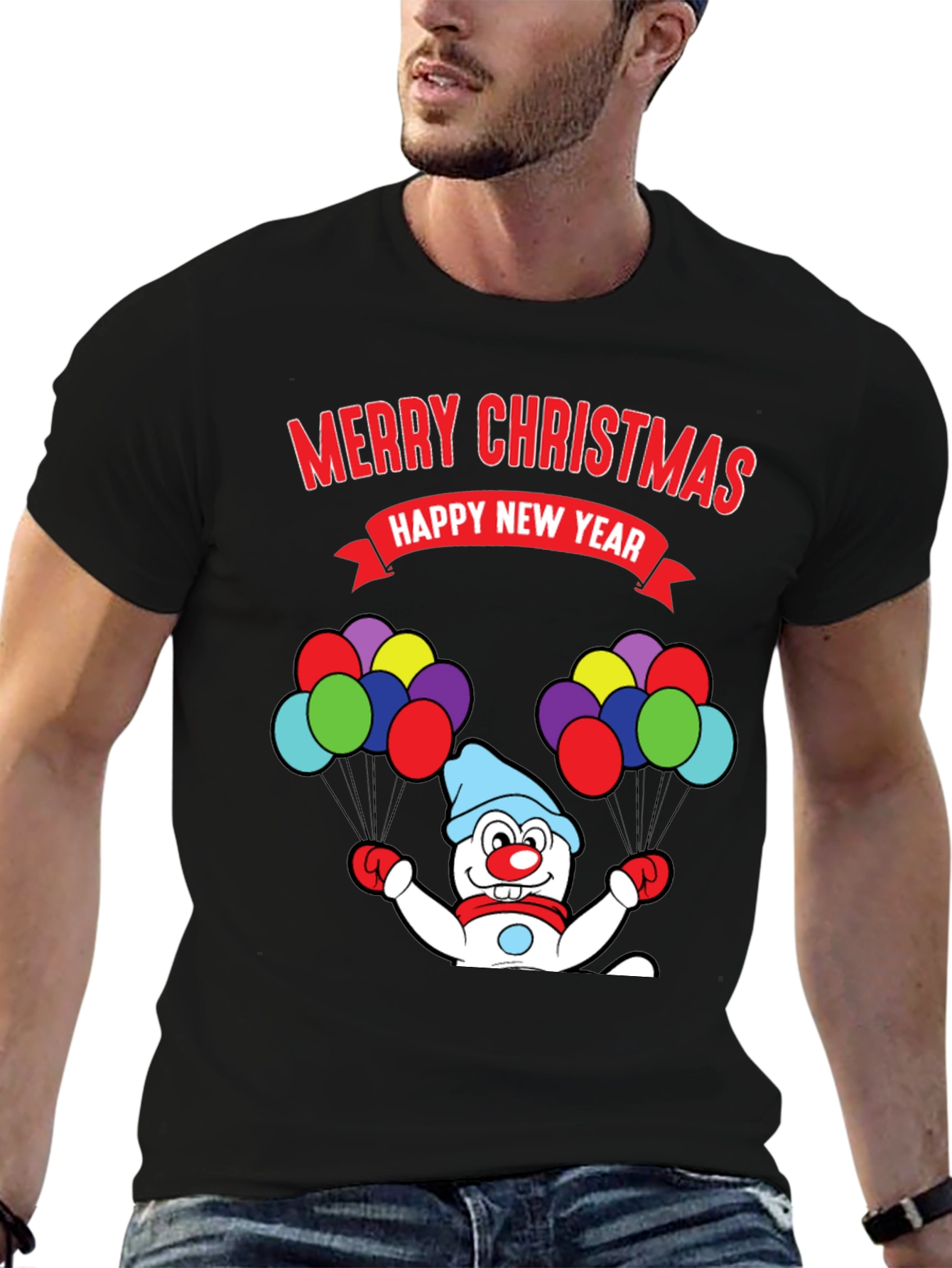 Merry Christmas Happy New Year Snowman T-Shirt