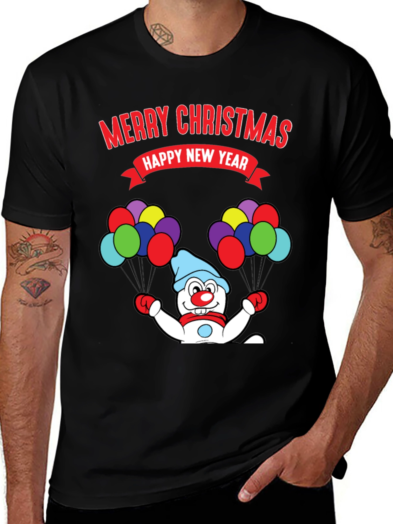 Merry Christmas Happy New Year Snowman T-Shirt