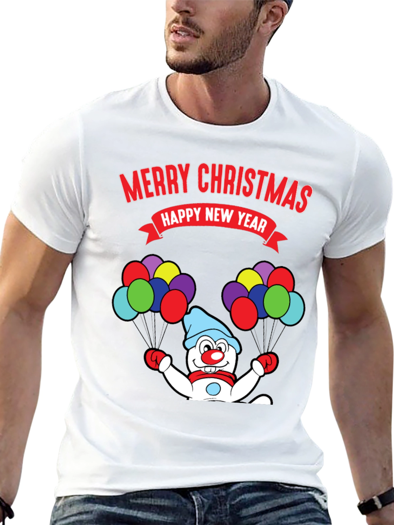 Merry Christmas Happy New Year Snowman T-Shirt