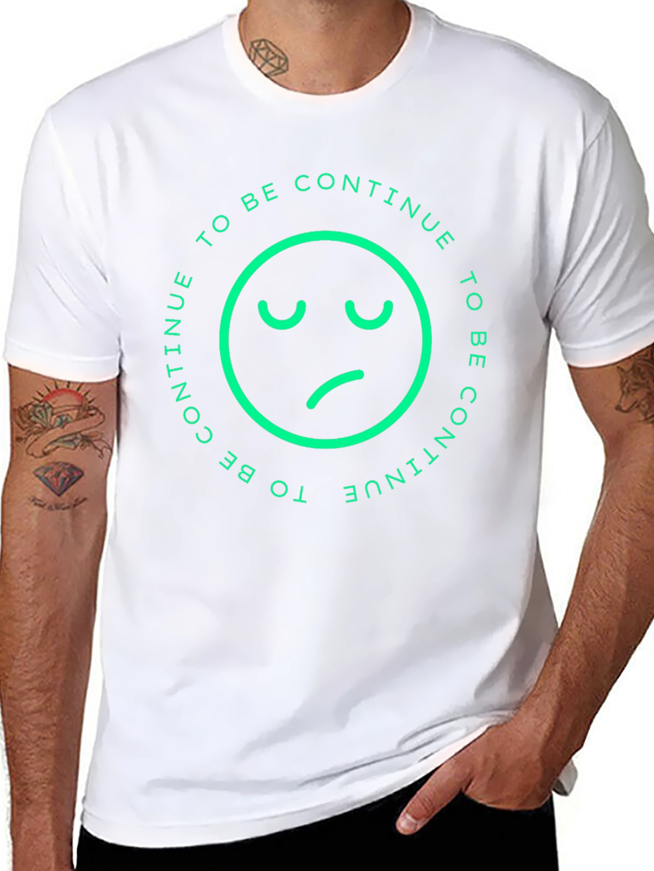 Sad Face To Be Continue Black T-Shirt