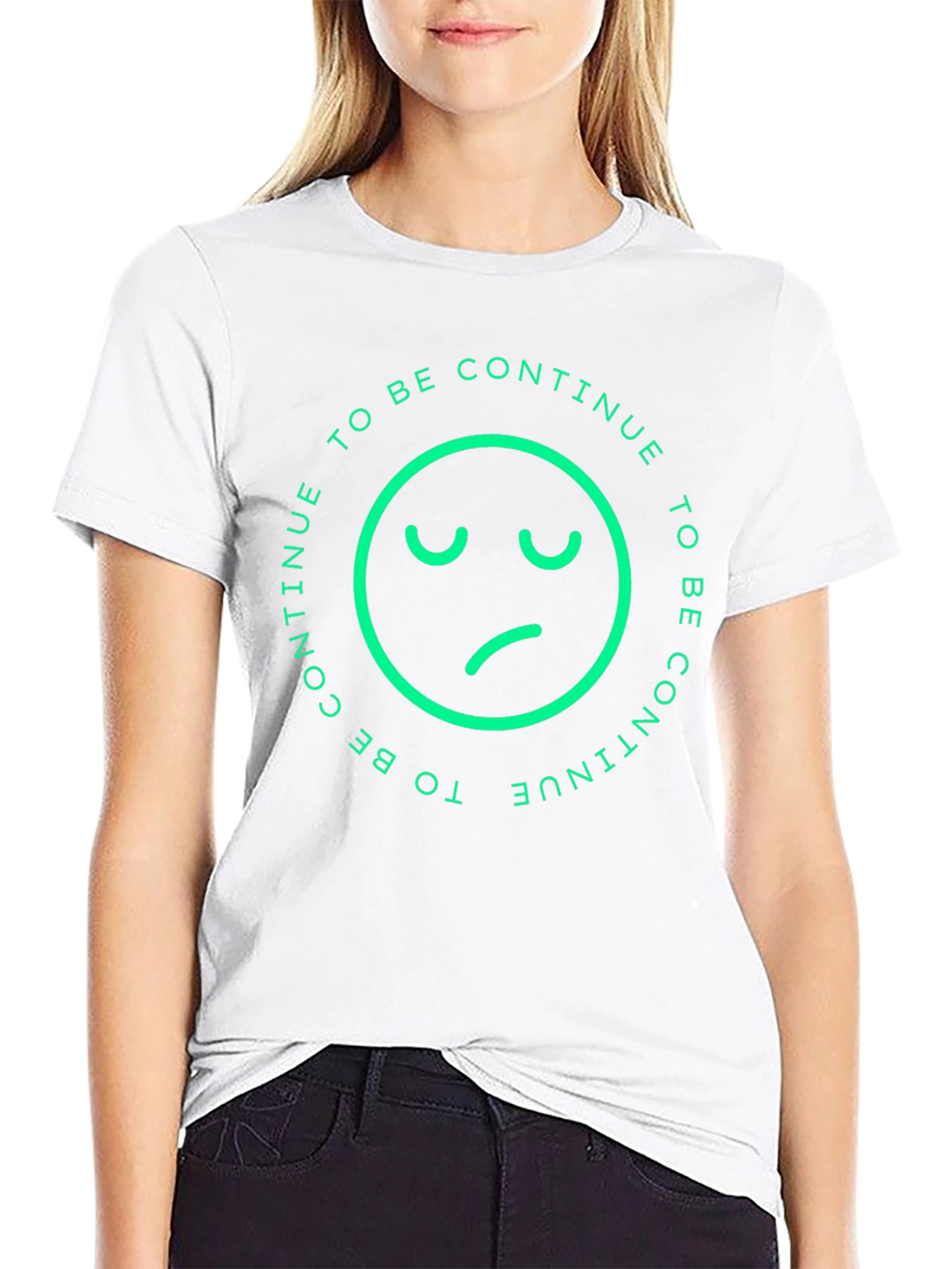 Sad Face To Be Continue Black T-Shirt
