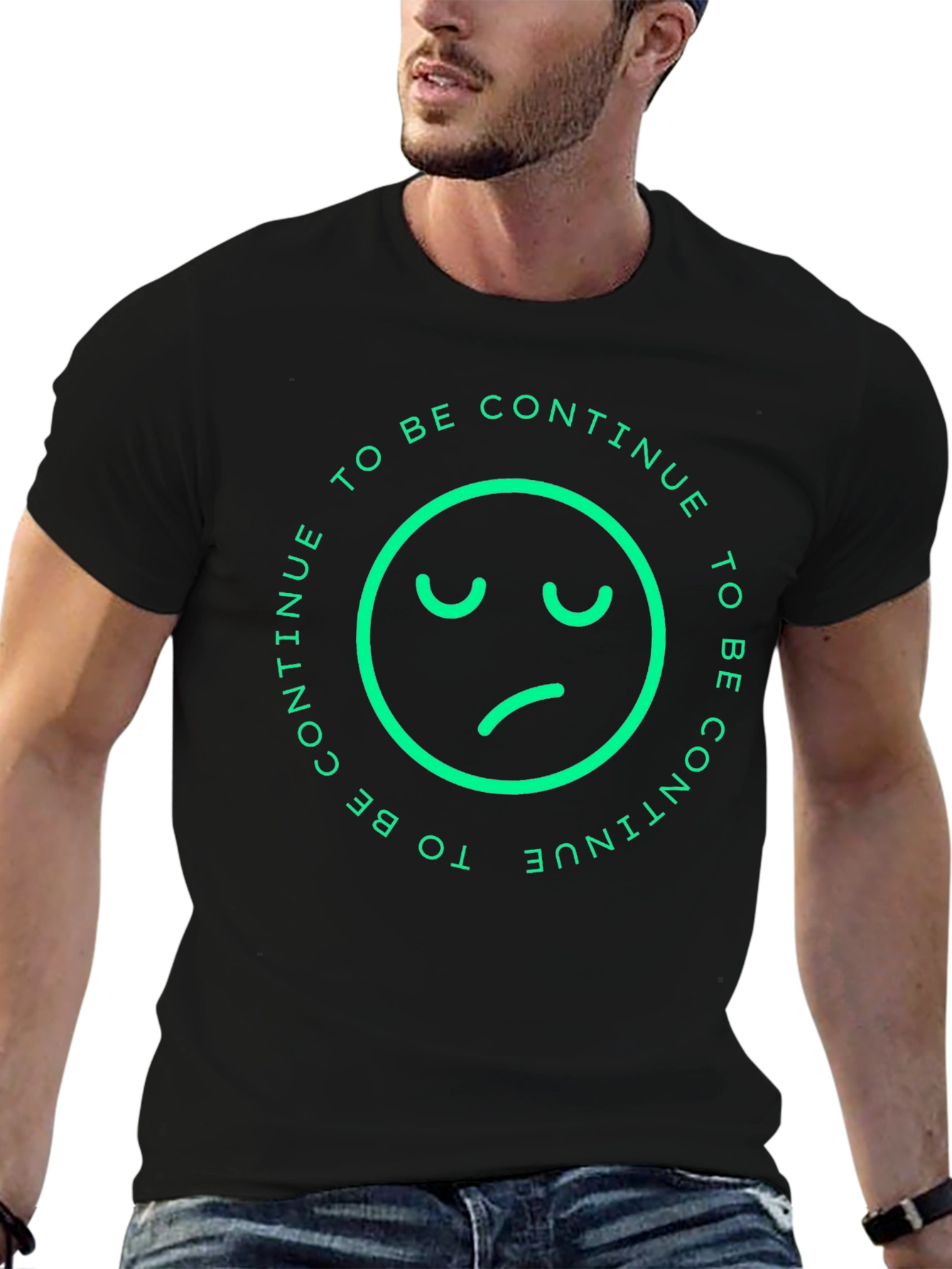 Sad Face To Be Continue Black T-Shirt