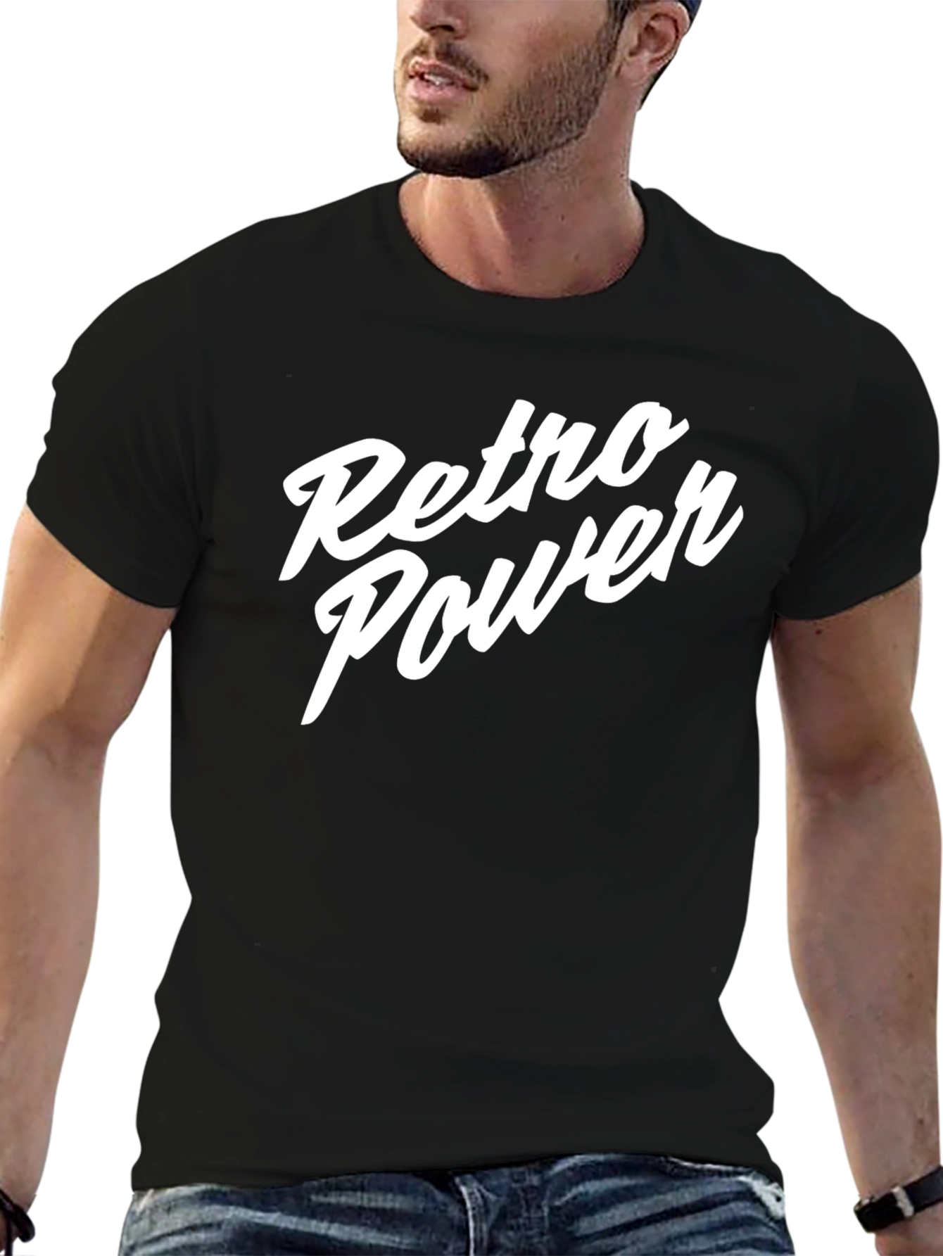 Retro Power Graphic Tee - Stylish Black T-Shirt