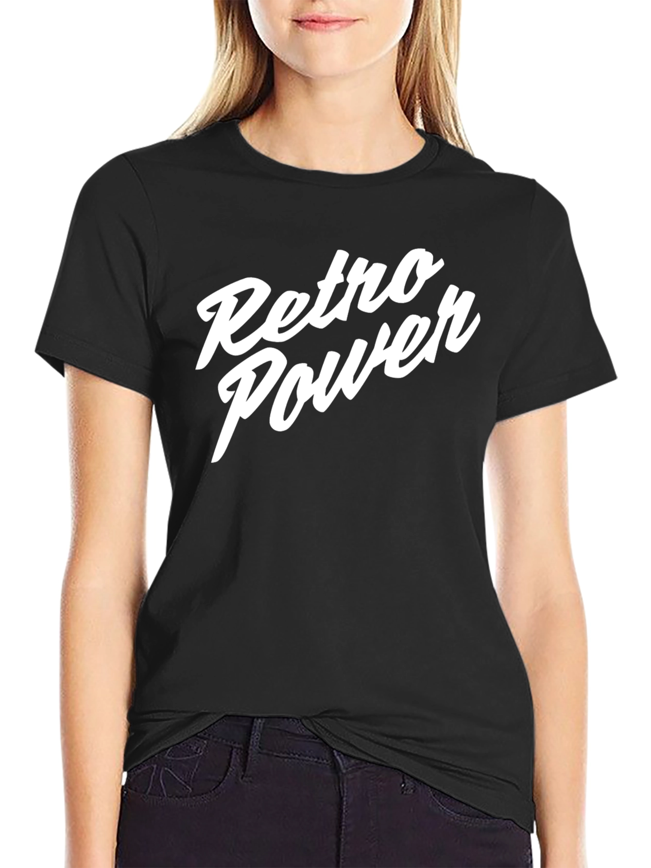 Retro Power Graphic Tee - Stylish Black T-Shirt