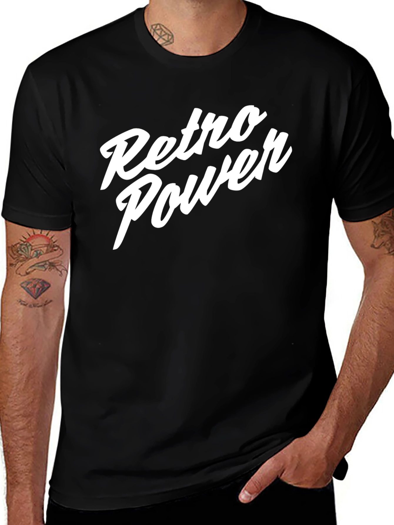 Retro Power Graphic Tee - Stylish Black T-Shirt