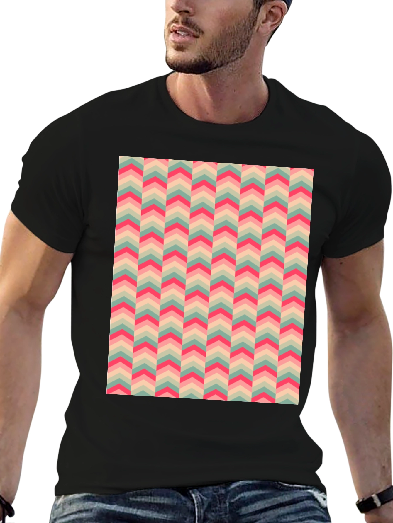 Retro Chevron Pattern T-Shirt - Stylish Casual Wear