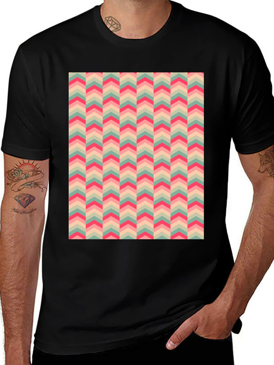Retro Chevron Pattern T-Shirt - Stylish Casual Wear
