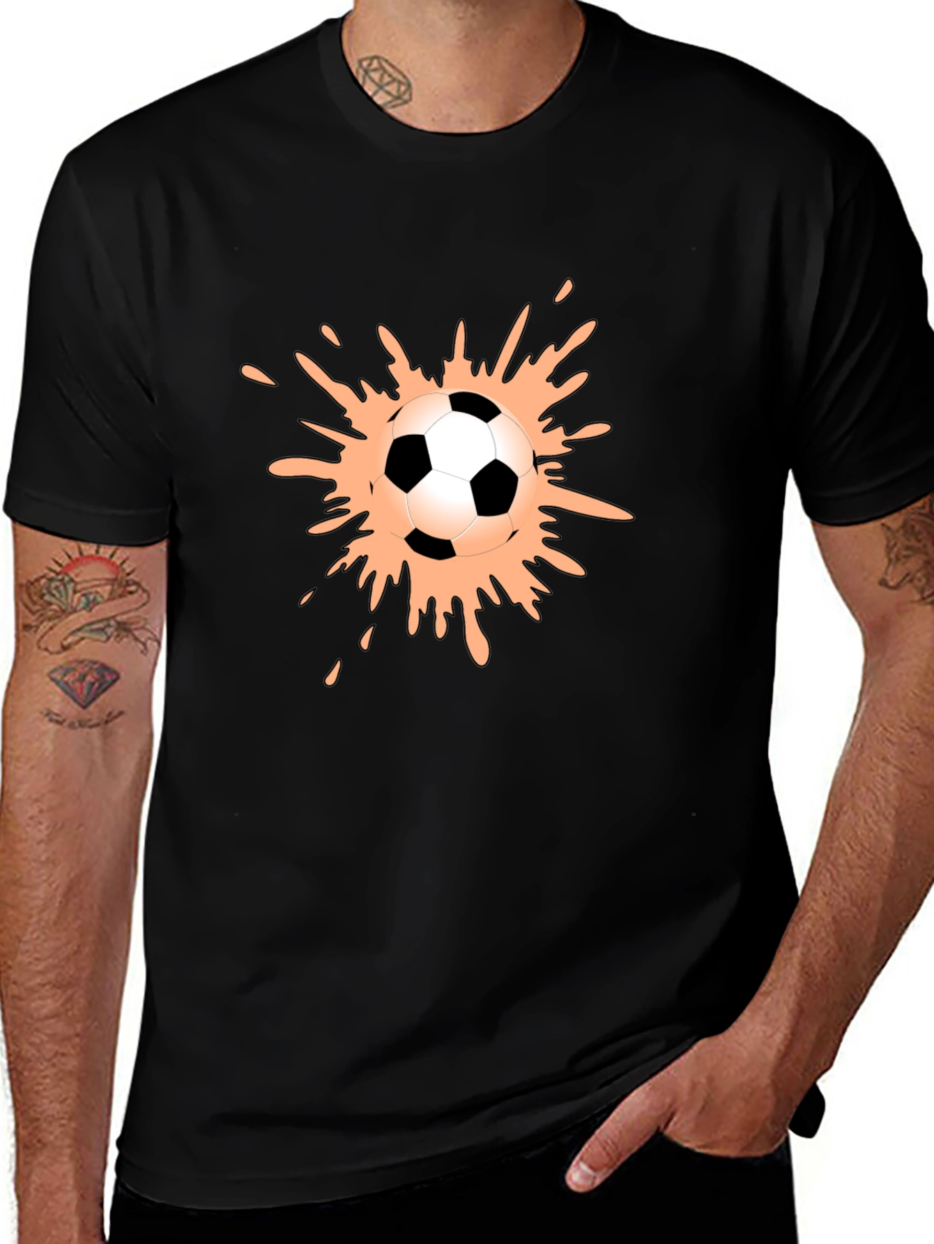 Soccer Ball Splash Graphic Tee - Black