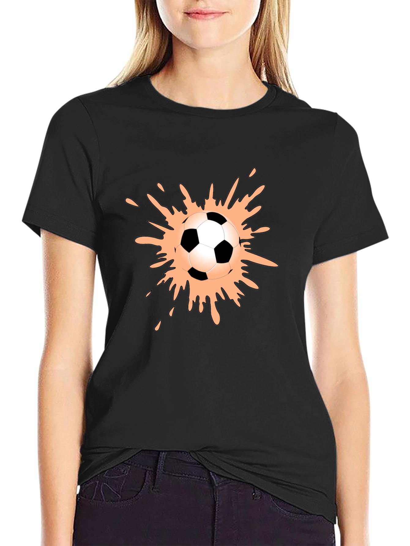 Soccer Ball Splash Graphic Tee - Black