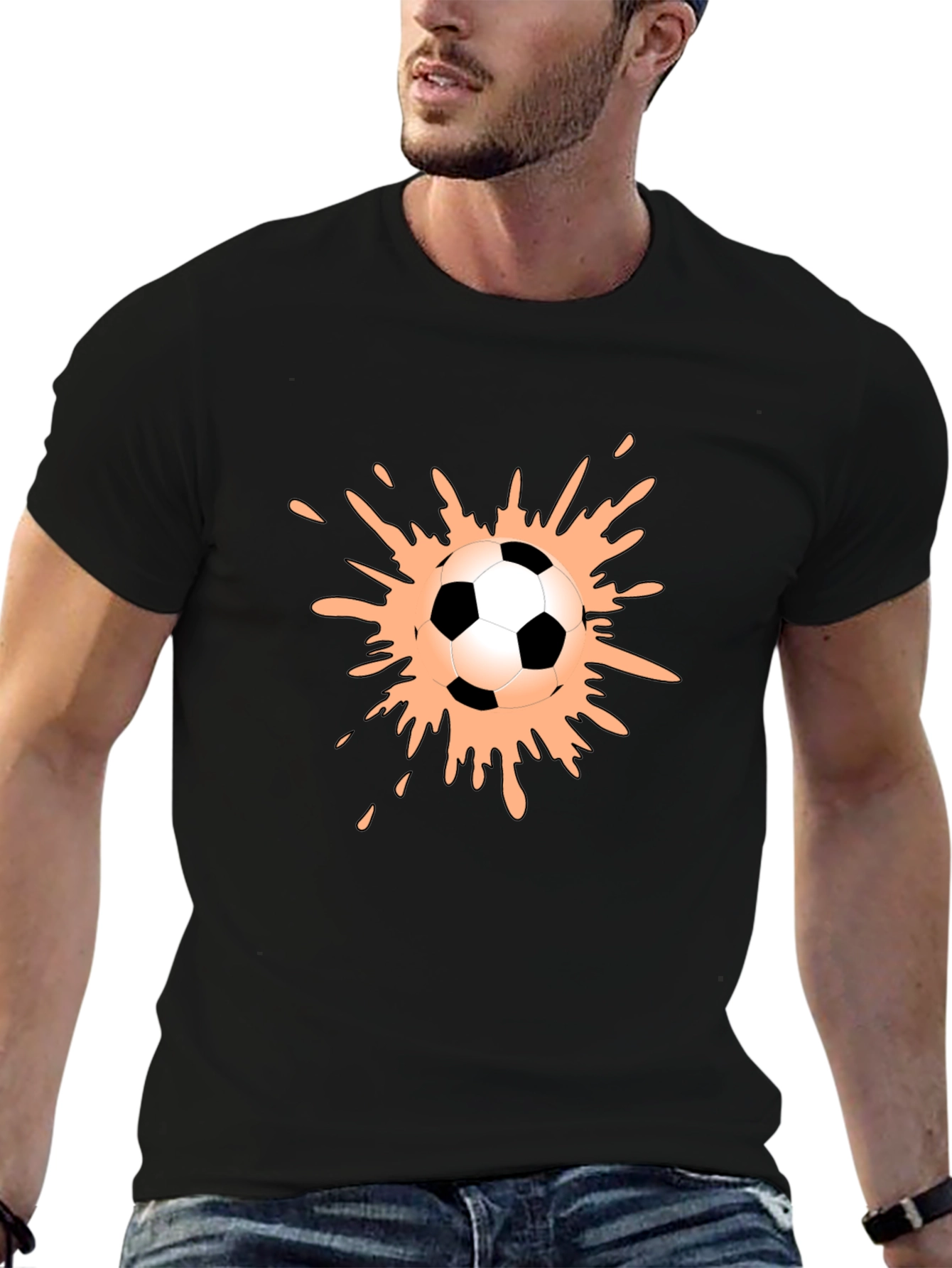 Soccer Ball Splash Graphic Tee - Black