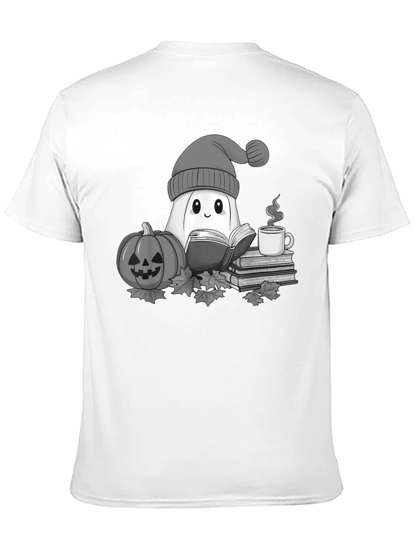 Cozy Ghost Reading T-Shirt - Halloween Apparel