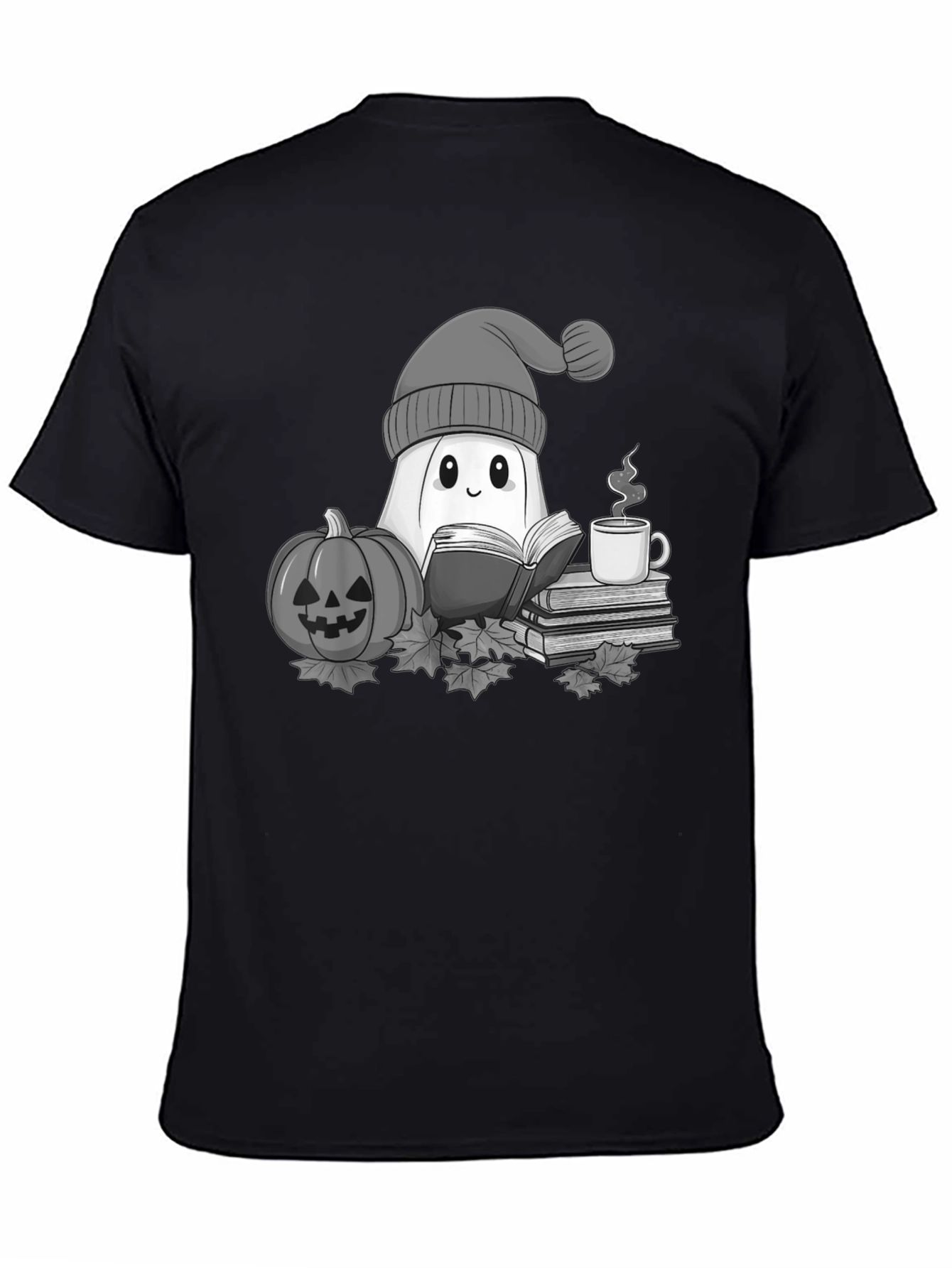 Cozy Ghost Reading T-Shirt - Halloween Apparel