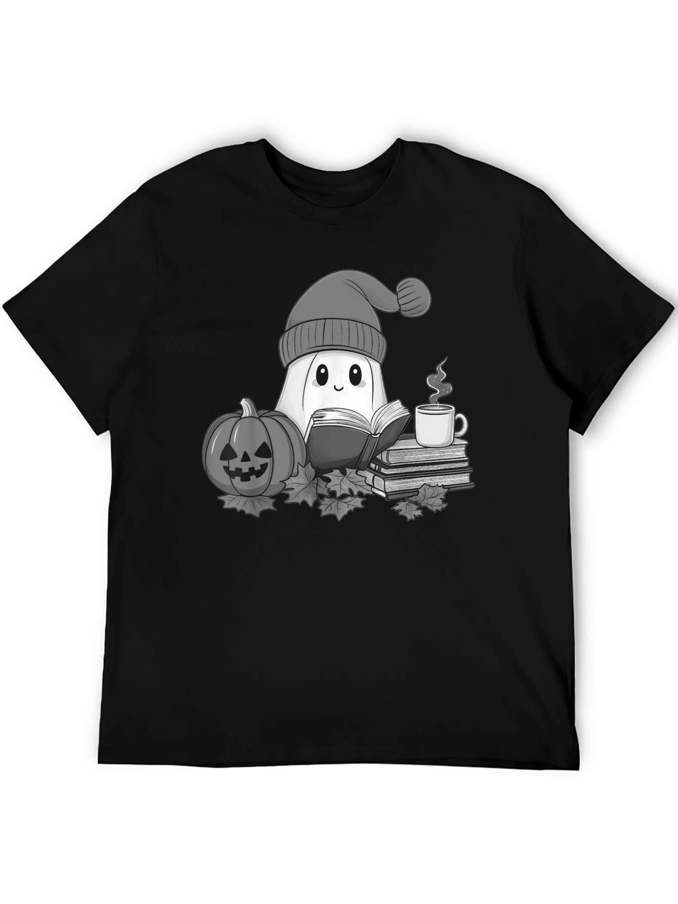 Cozy Ghost Reading T-Shirt - Halloween Apparel