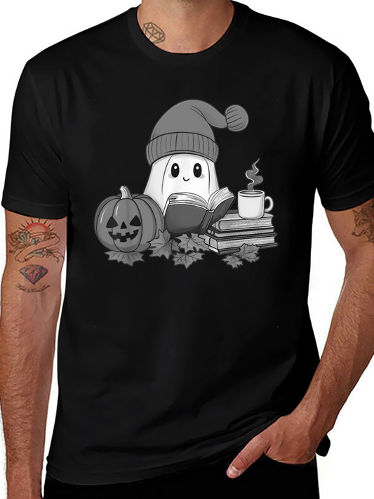 Cozy Ghost Reading T-Shirt - Halloween Apparel