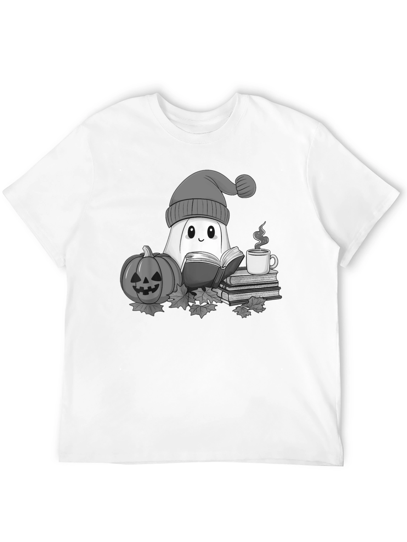 Cozy Ghost Reading T-Shirt - Halloween Apparel