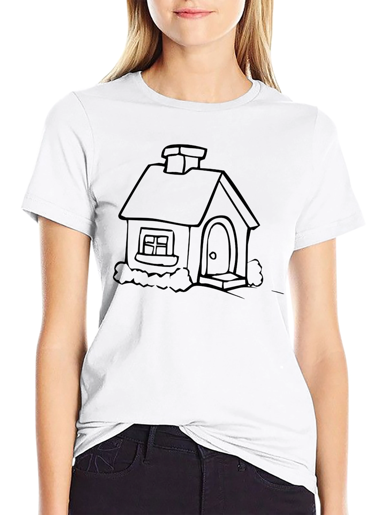 Cartoon House Graphic Tee - Comfort & Style