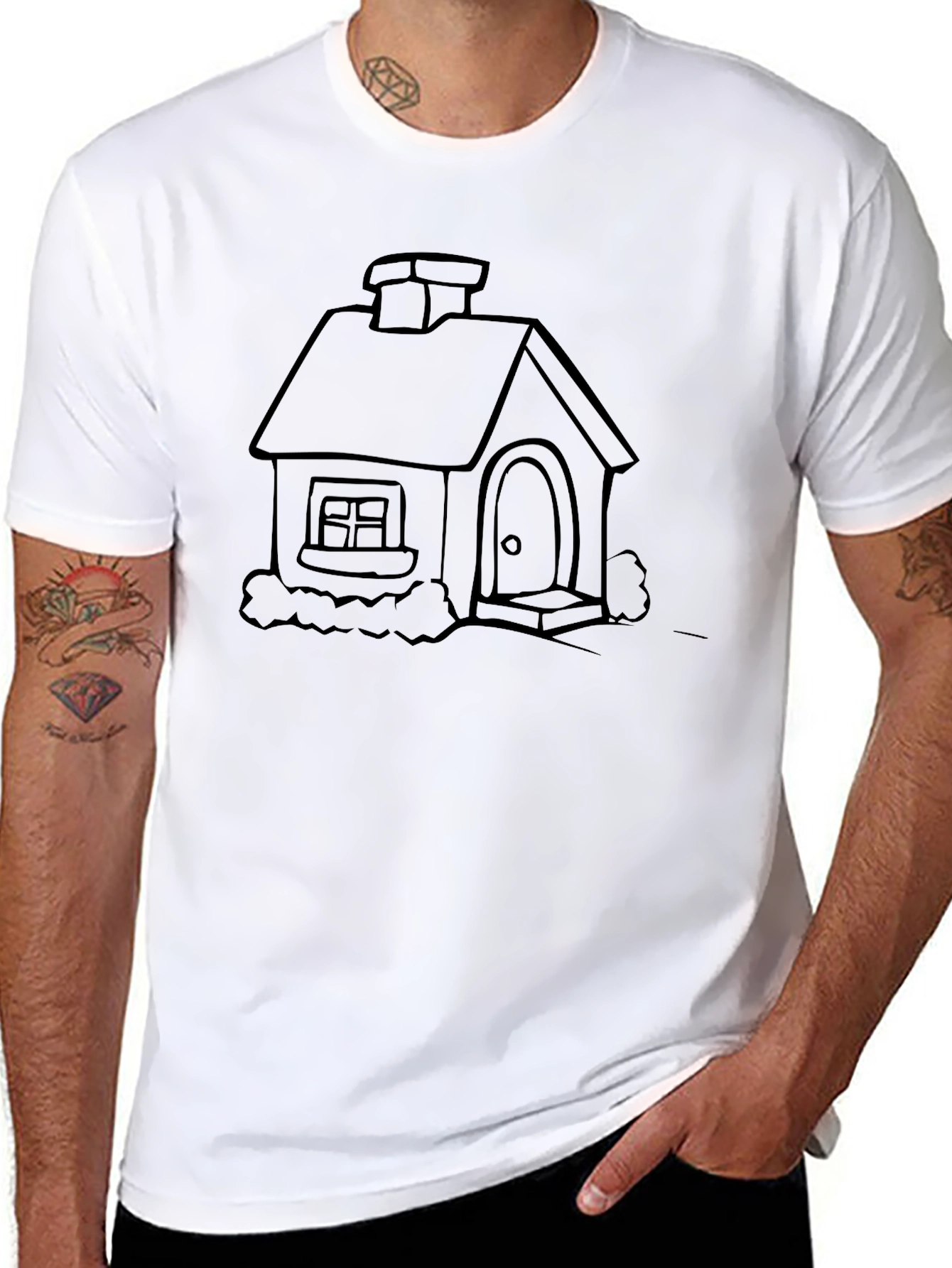 Cartoon House Graphic Tee - Comfort & Style