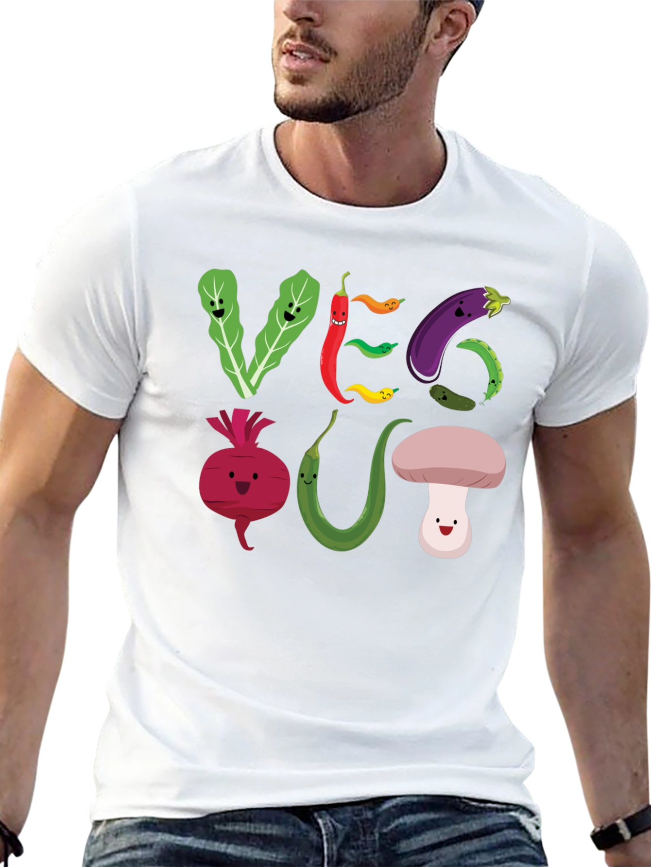 Veg Out T-Shirt - Cute Cartoon Vegetables