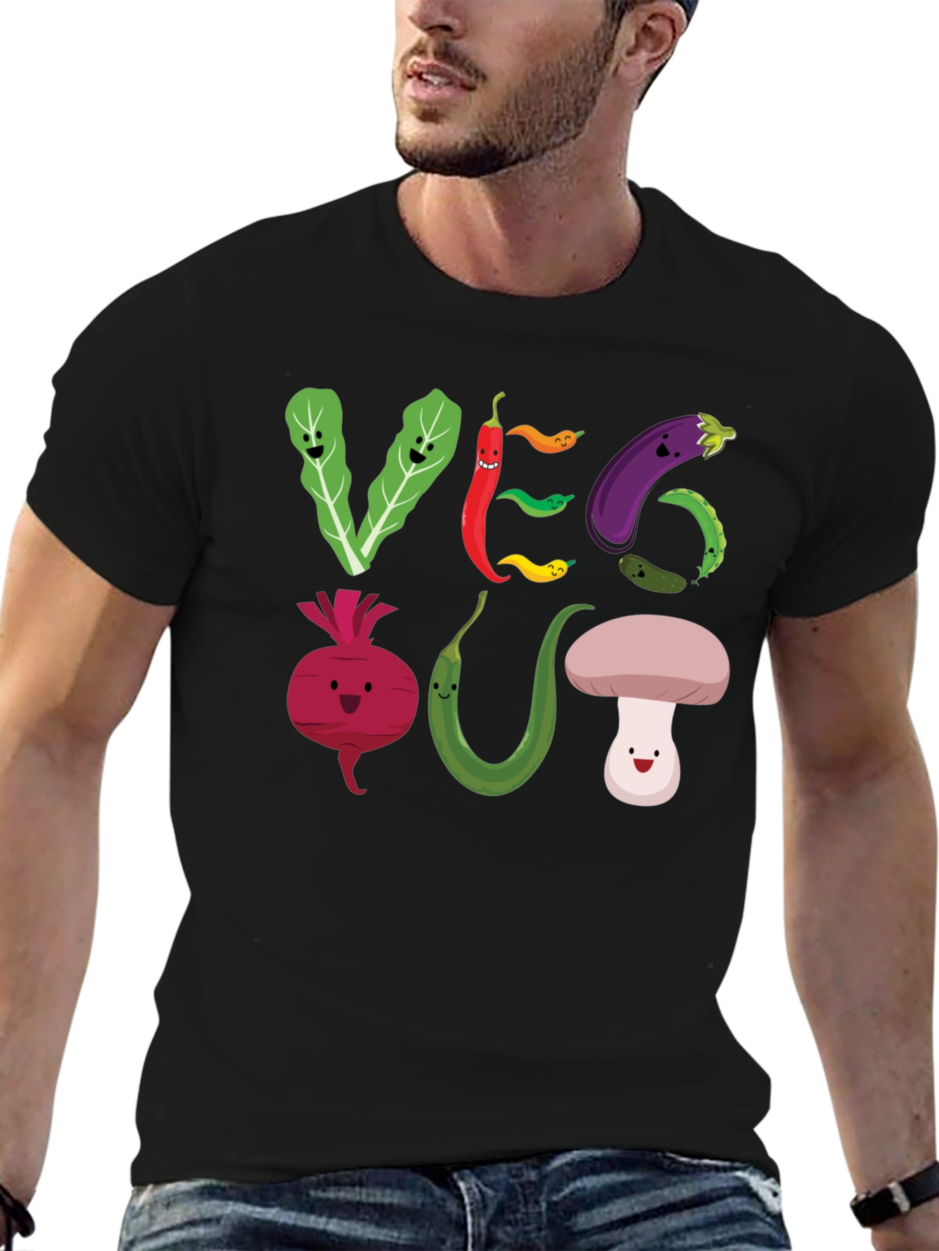 Veg Out T-Shirt - Cute Cartoon Vegetables
