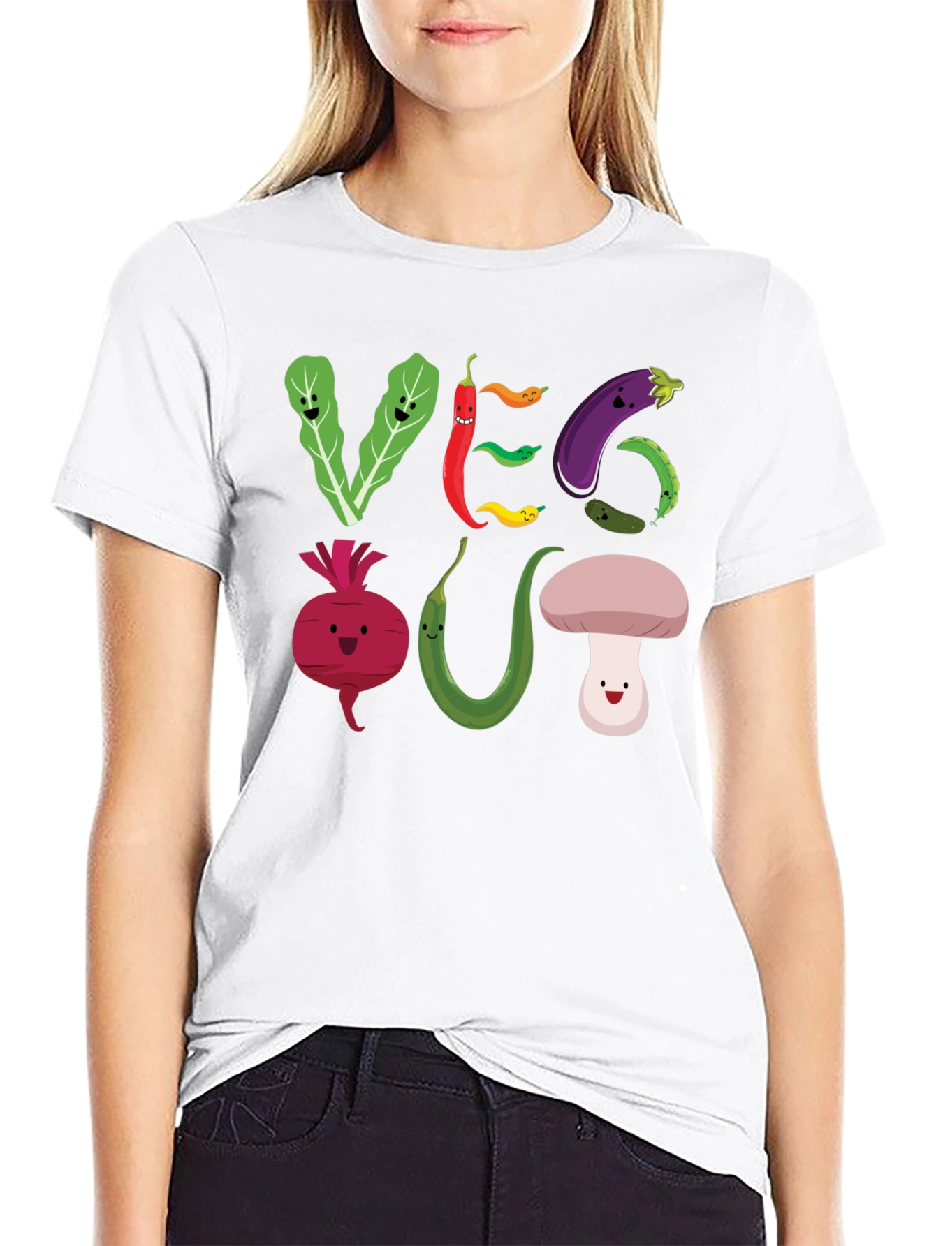 Veg Out T-Shirt - Cute Cartoon Vegetables