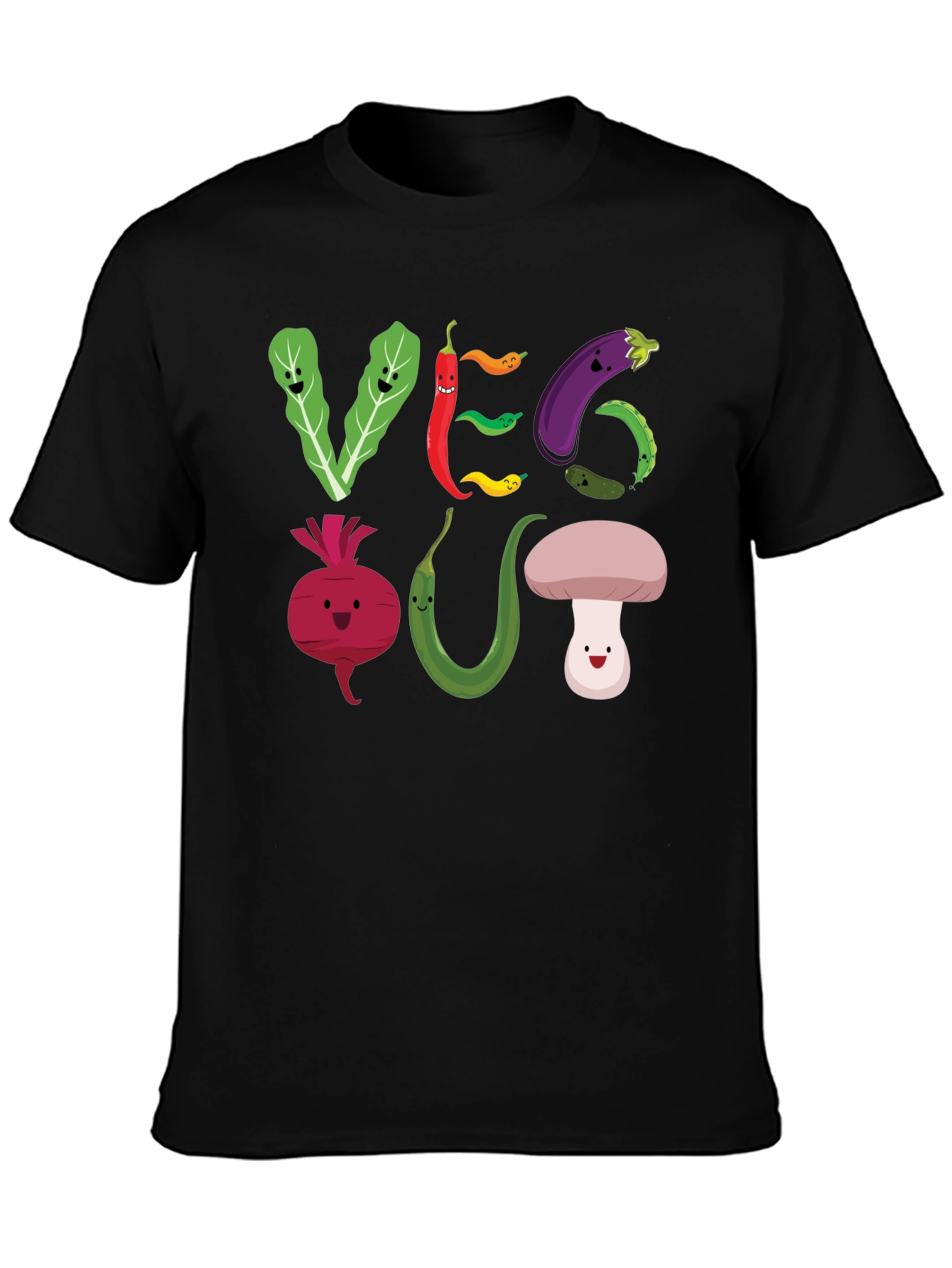 Veg Out T-Shirt - Cute Cartoon Vegetables