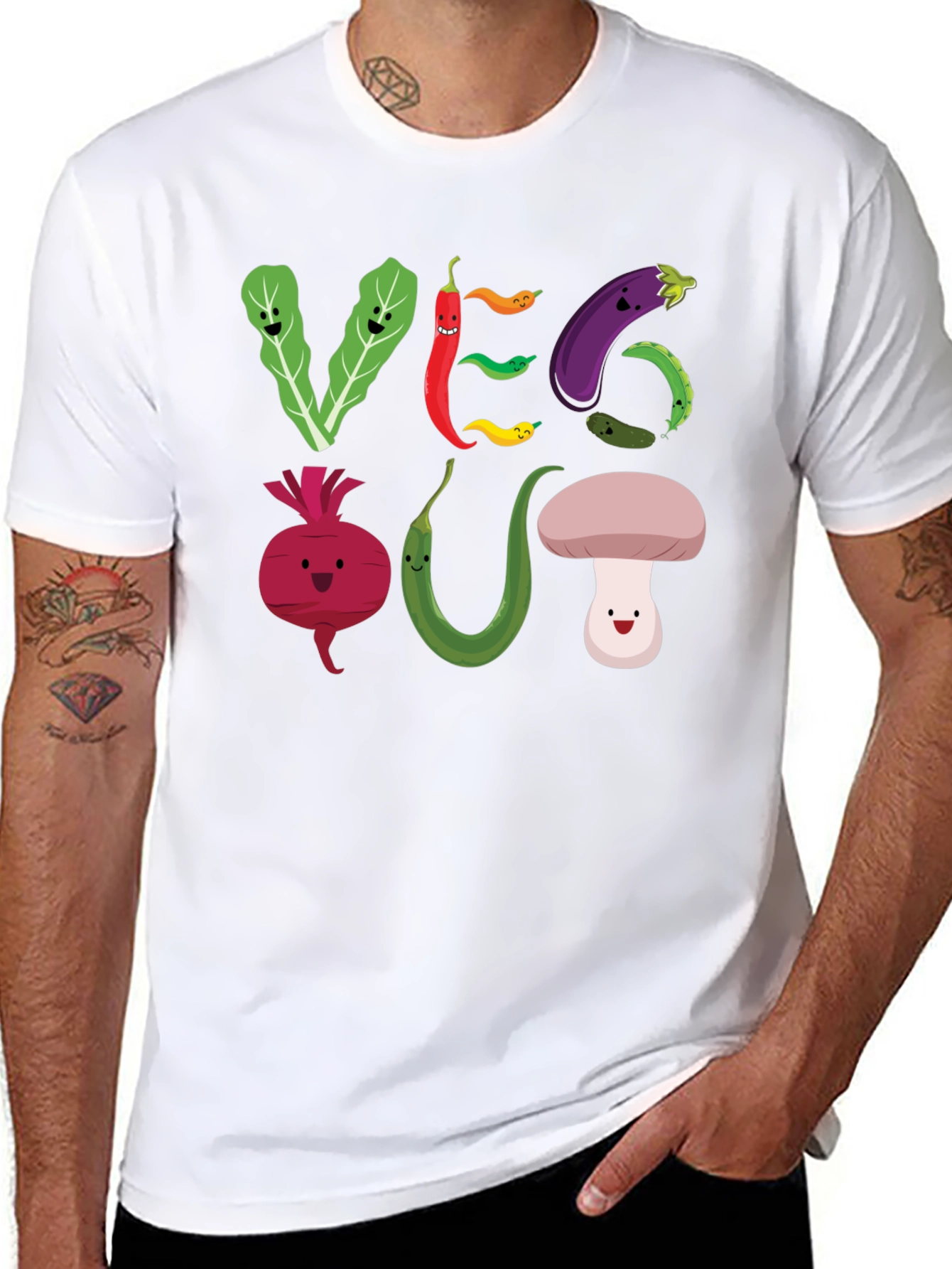 Veg Out T-Shirt - Cute Cartoon Vegetables