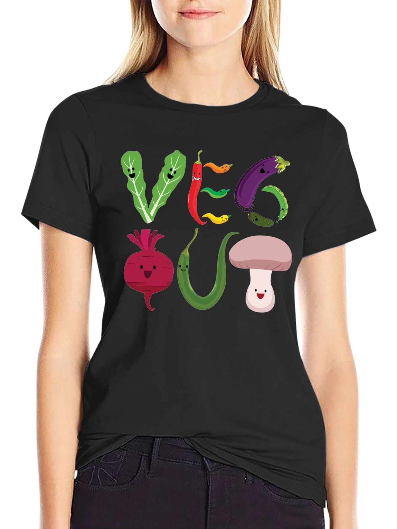 Veg Out T-Shirt - Cute Cartoon Vegetables