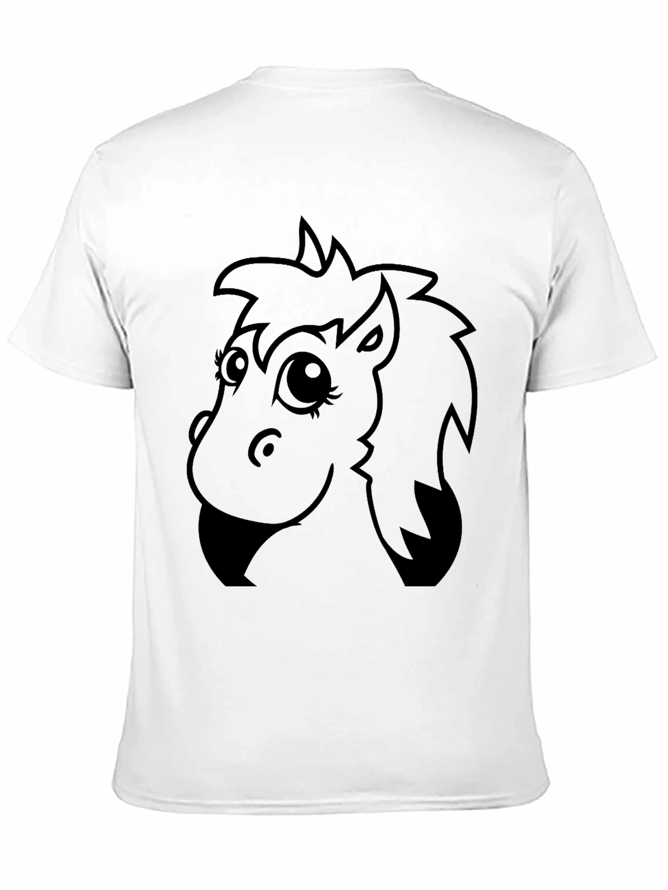 Cartoon Horse Graphic Tee - Black Unisex T-Shirt