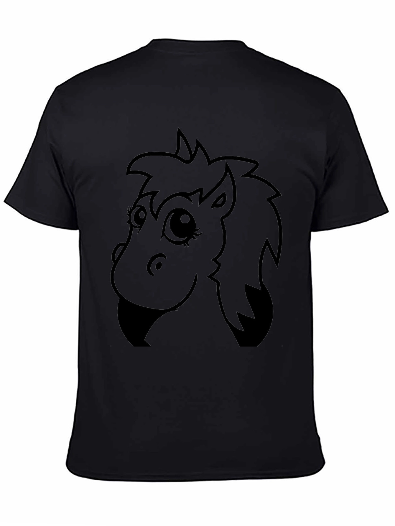 Cartoon Horse Graphic Tee - Black Unisex T-Shirt