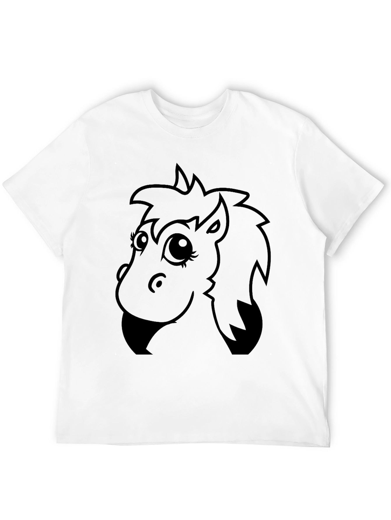 Cartoon Horse Graphic Tee - Black Unisex T-Shirt