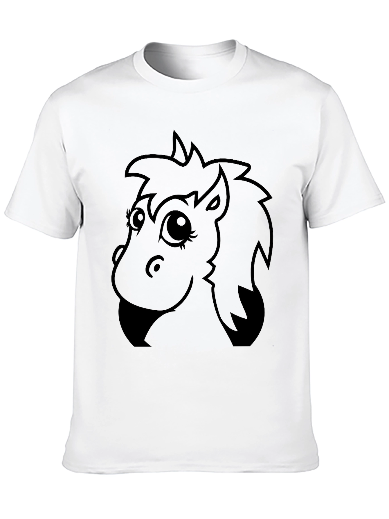 Cartoon Horse Graphic Tee - Black Unisex T-Shirt