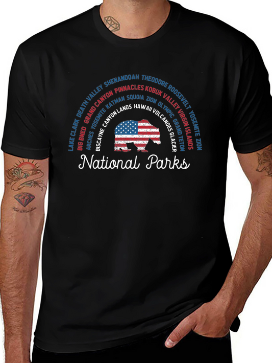 National Parks US Flag Bear T-Shirt