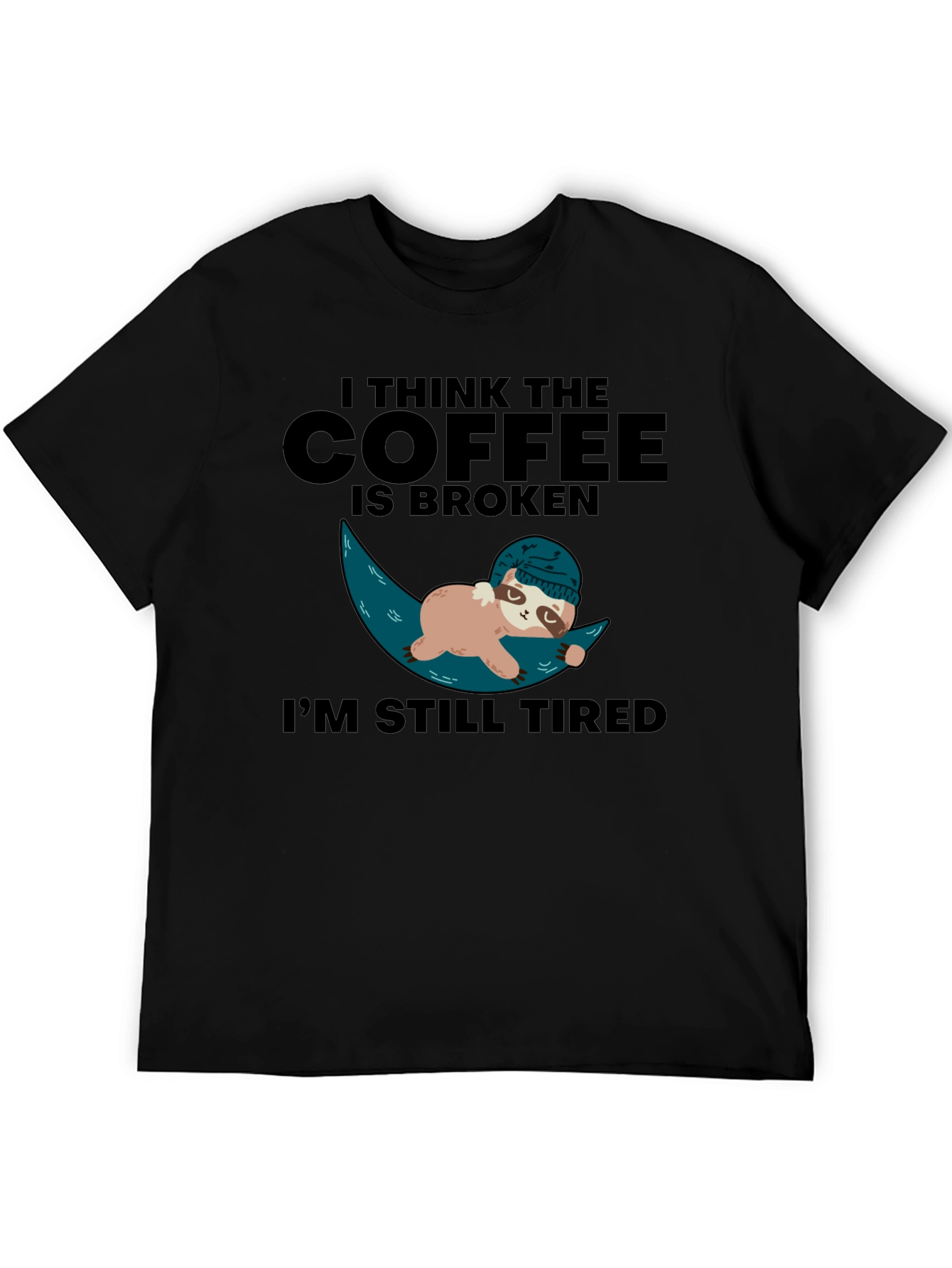 Funny Sloth Coffee Broken Tired Graphic T-Shirt