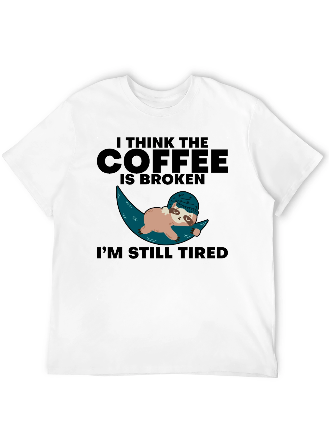 Funny Sloth Coffee Broken Tired Graphic T-Shirt