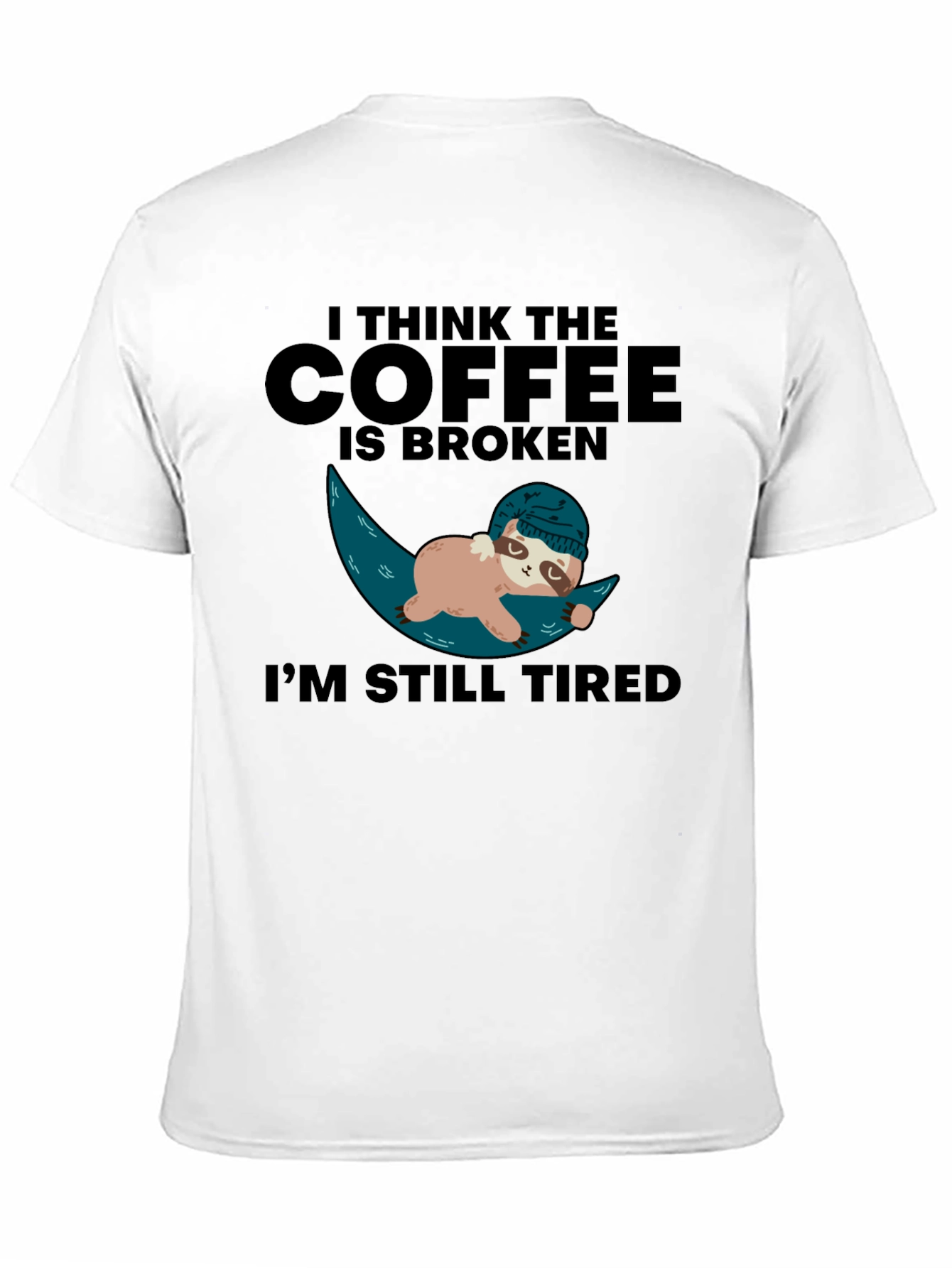 Funny Sloth Coffee Broken Tired Graphic T-Shirt