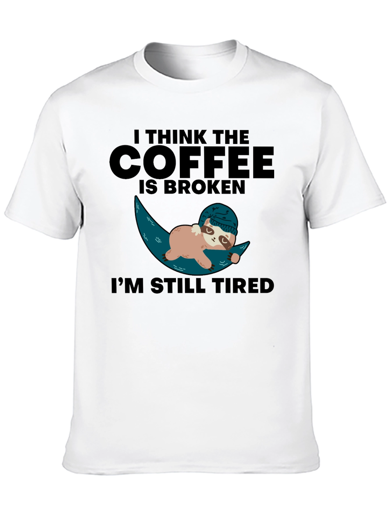 Funny Sloth Coffee Broken Tired Graphic T-Shirt