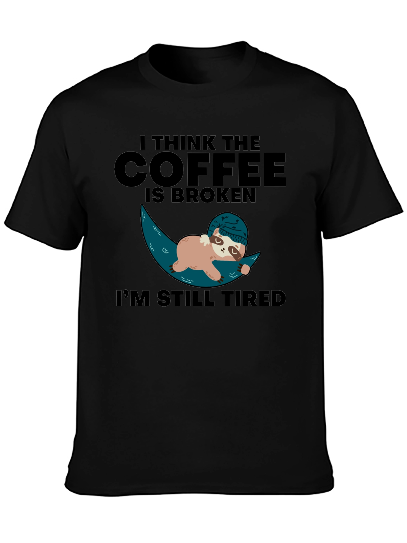 Funny Sloth Coffee Broken Tired Graphic T-Shirt