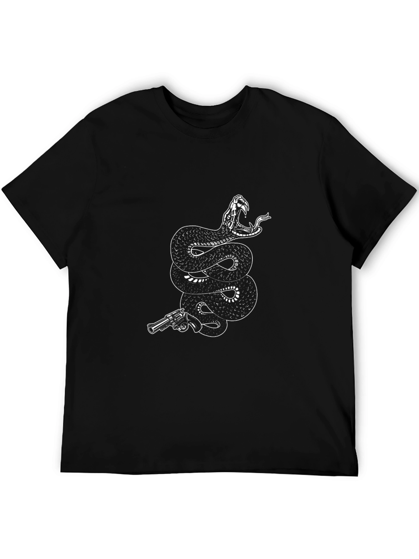 Snake & Gun Graphic Tee - Black Cotton