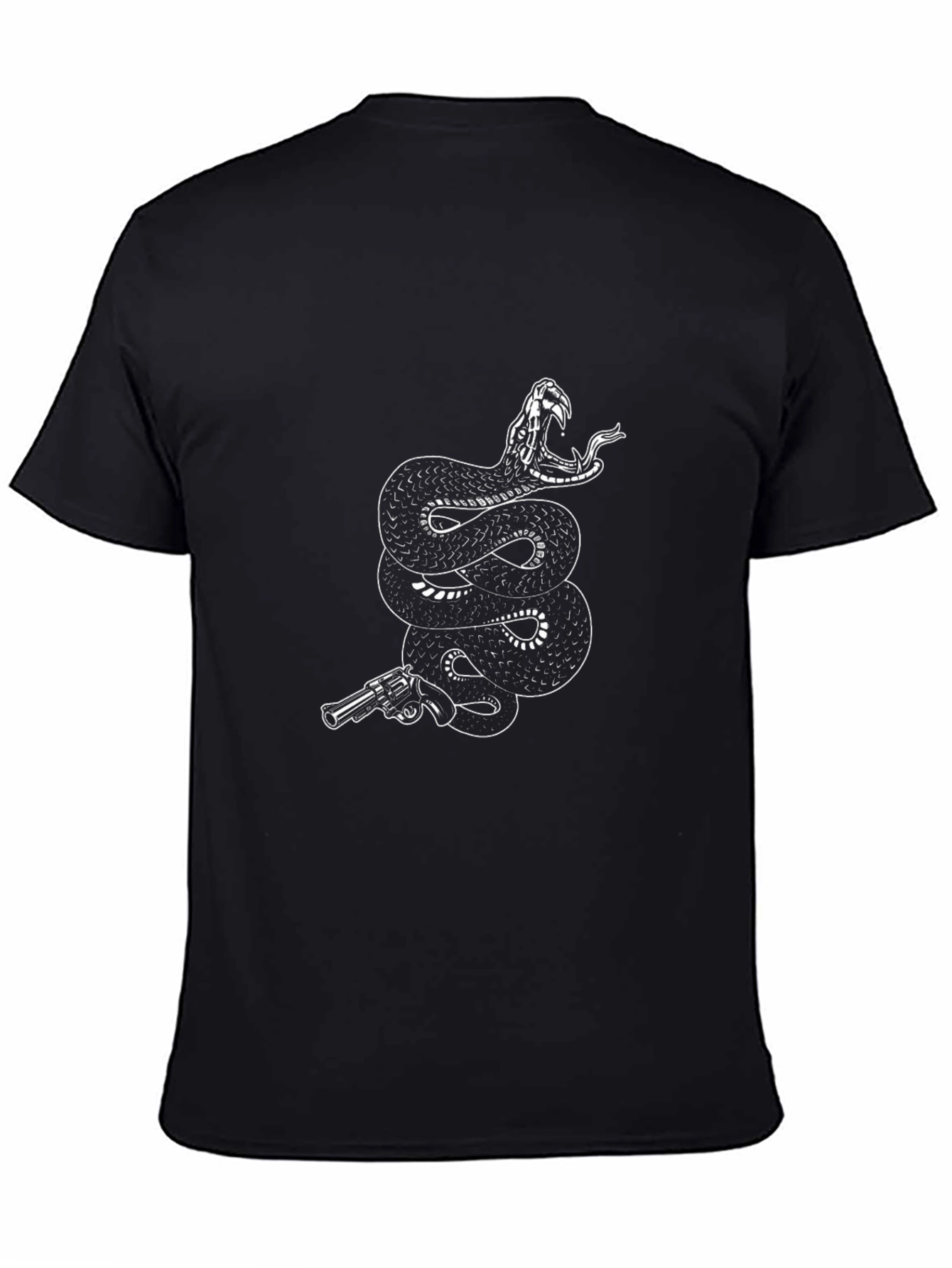 Snake & Gun Graphic Tee - Black Cotton