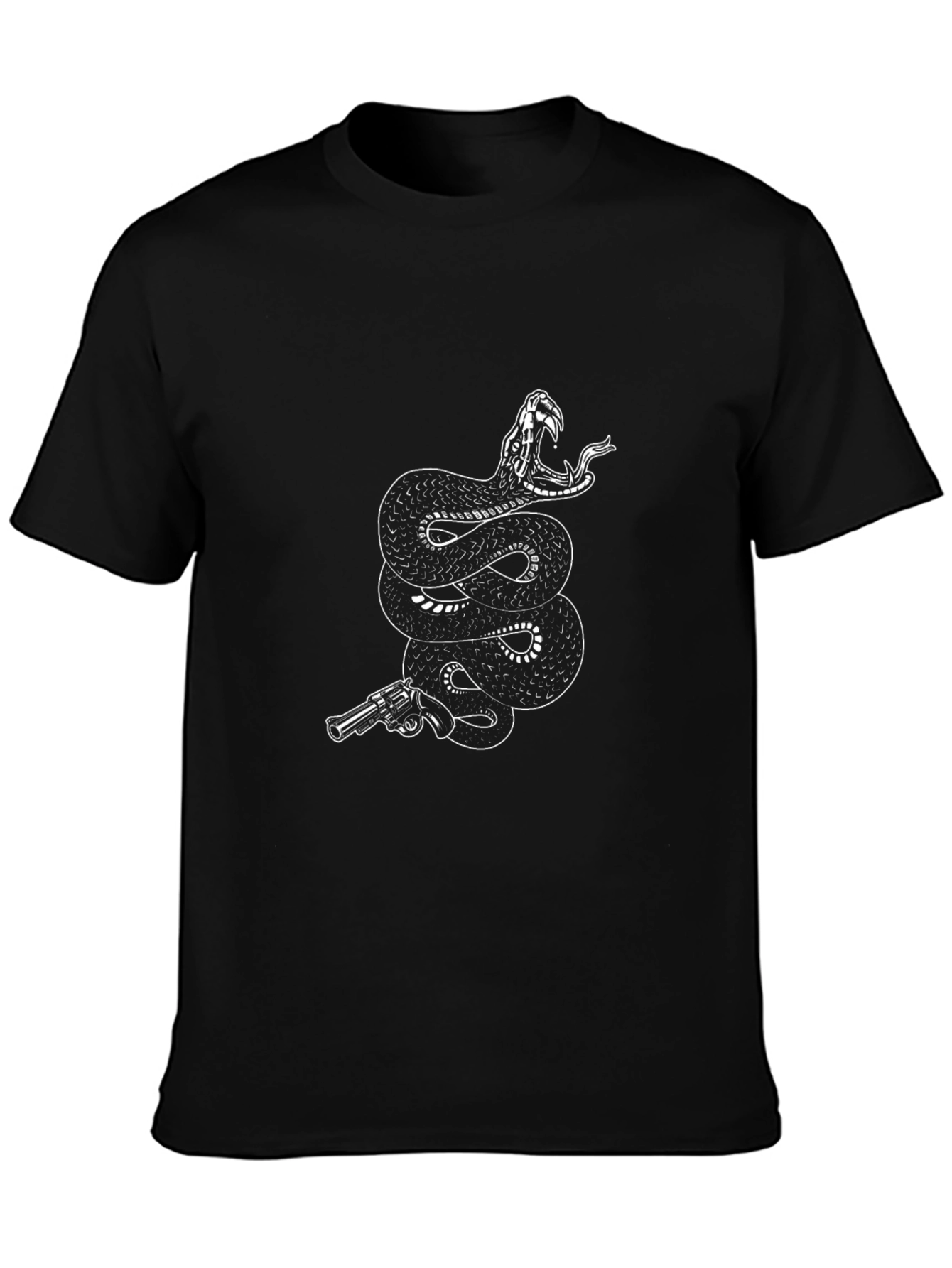 Snake & Gun Graphic Tee - Black Cotton